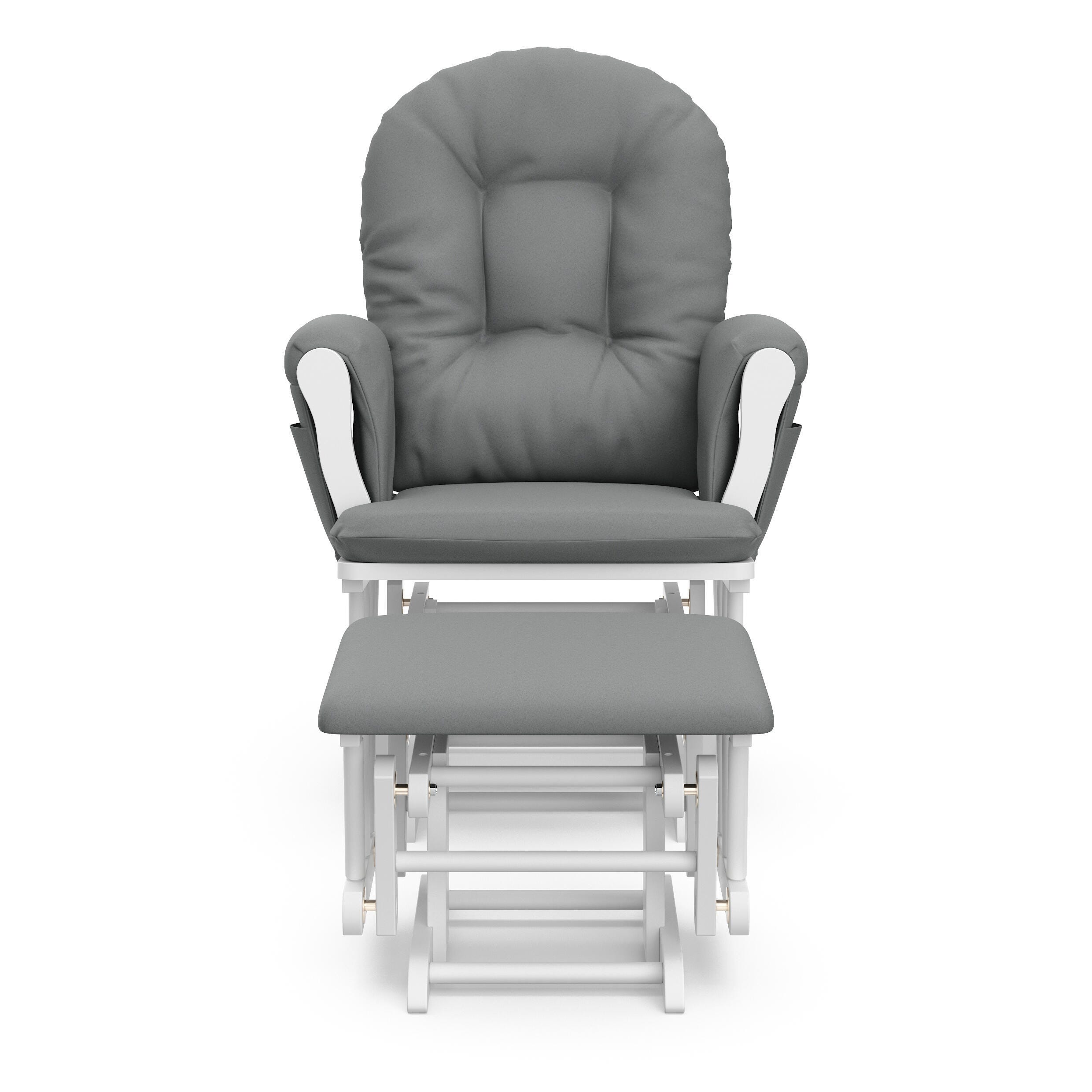 Storkcraft Hoop Glider and Ottoman, White/Gray, large
