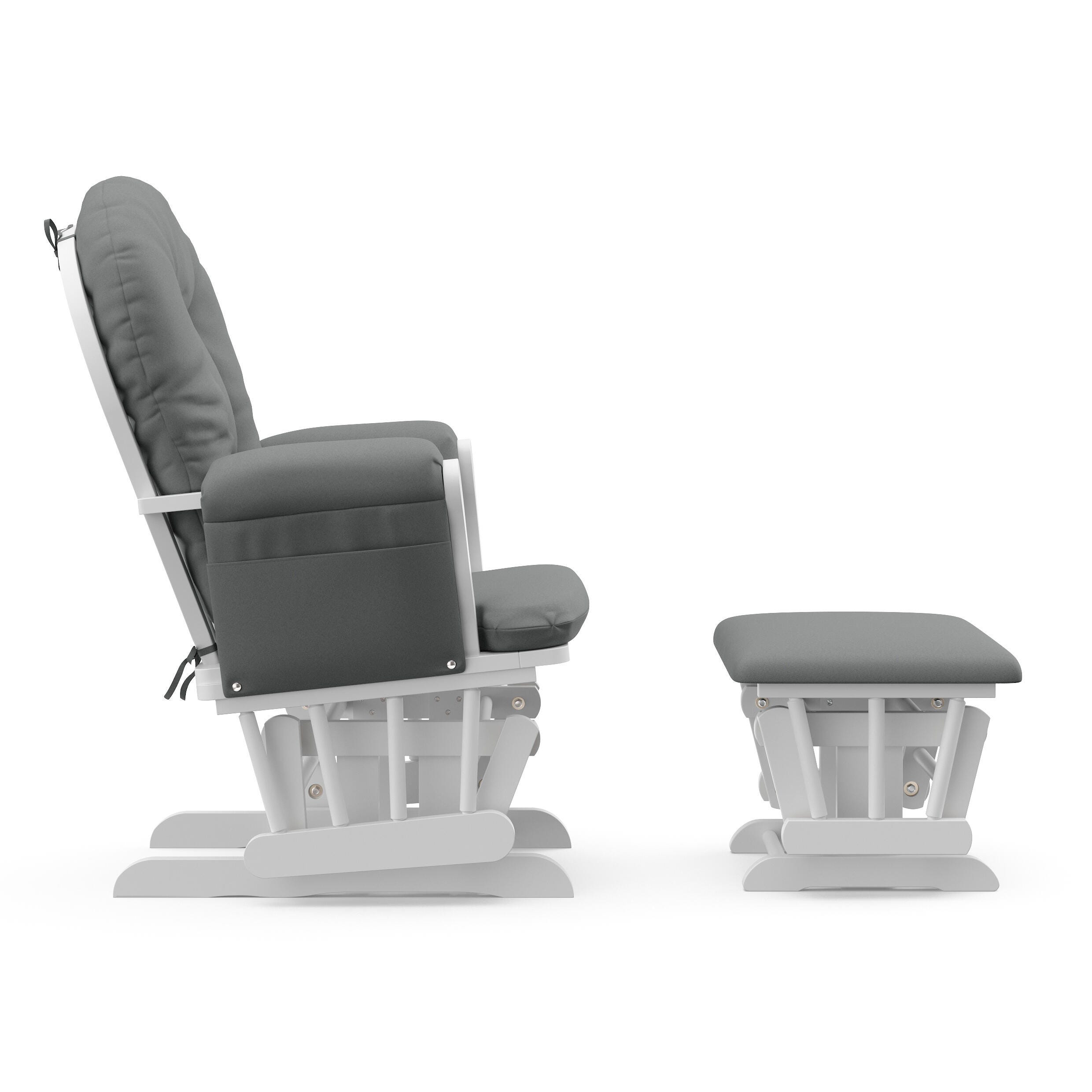 Storkcraft Hoop Glider and Ottoman, White/Gray, large