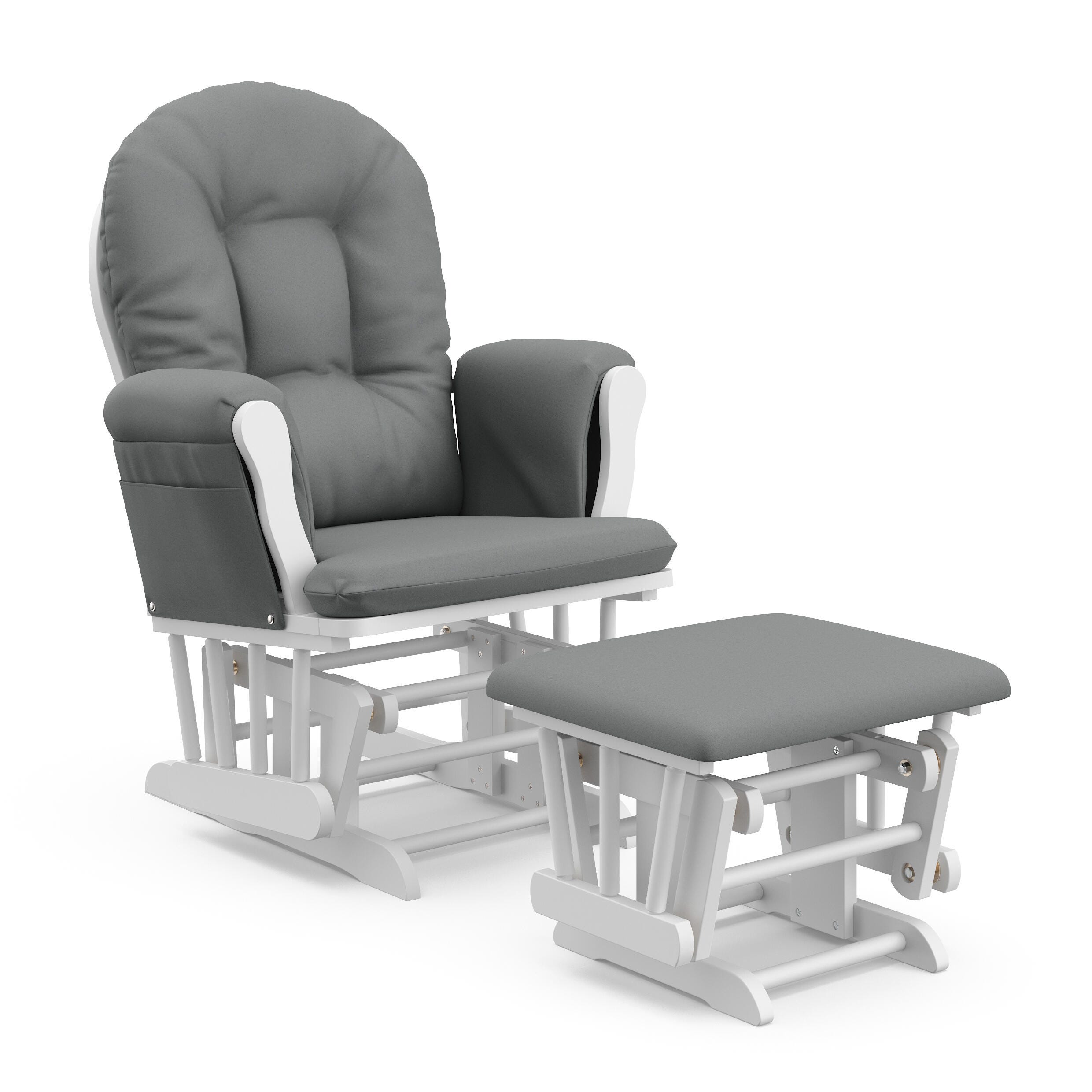 Storkcraft Hoop Glider and Ottoman, White/Gray, large