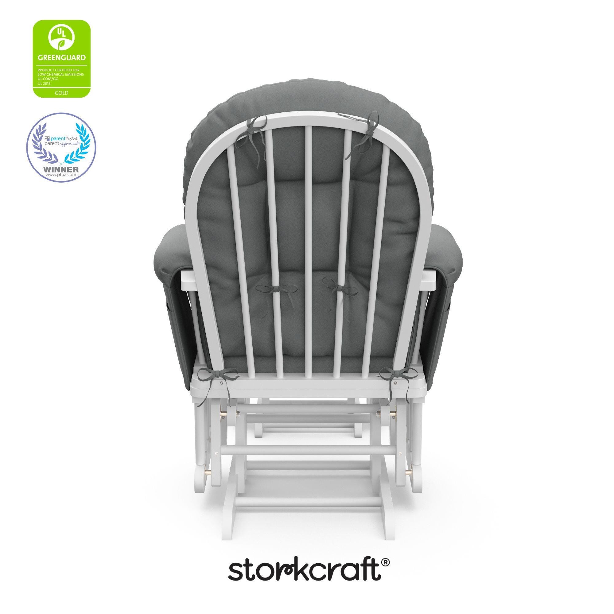Storkcraft Hoop Glider and Ottoman, White/Gray, large