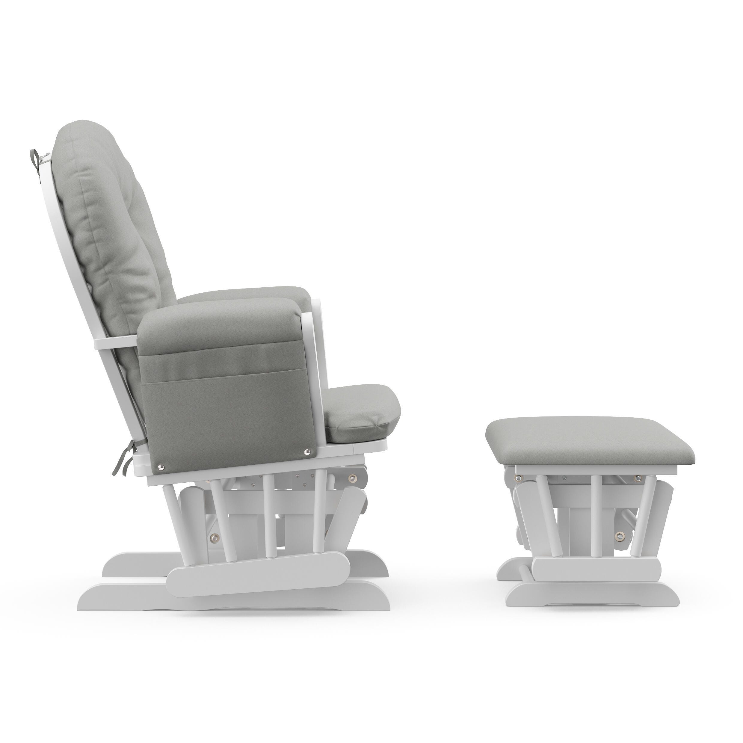 Storkcraft Hoop Glider and Ottoman, White/Light Gray, large