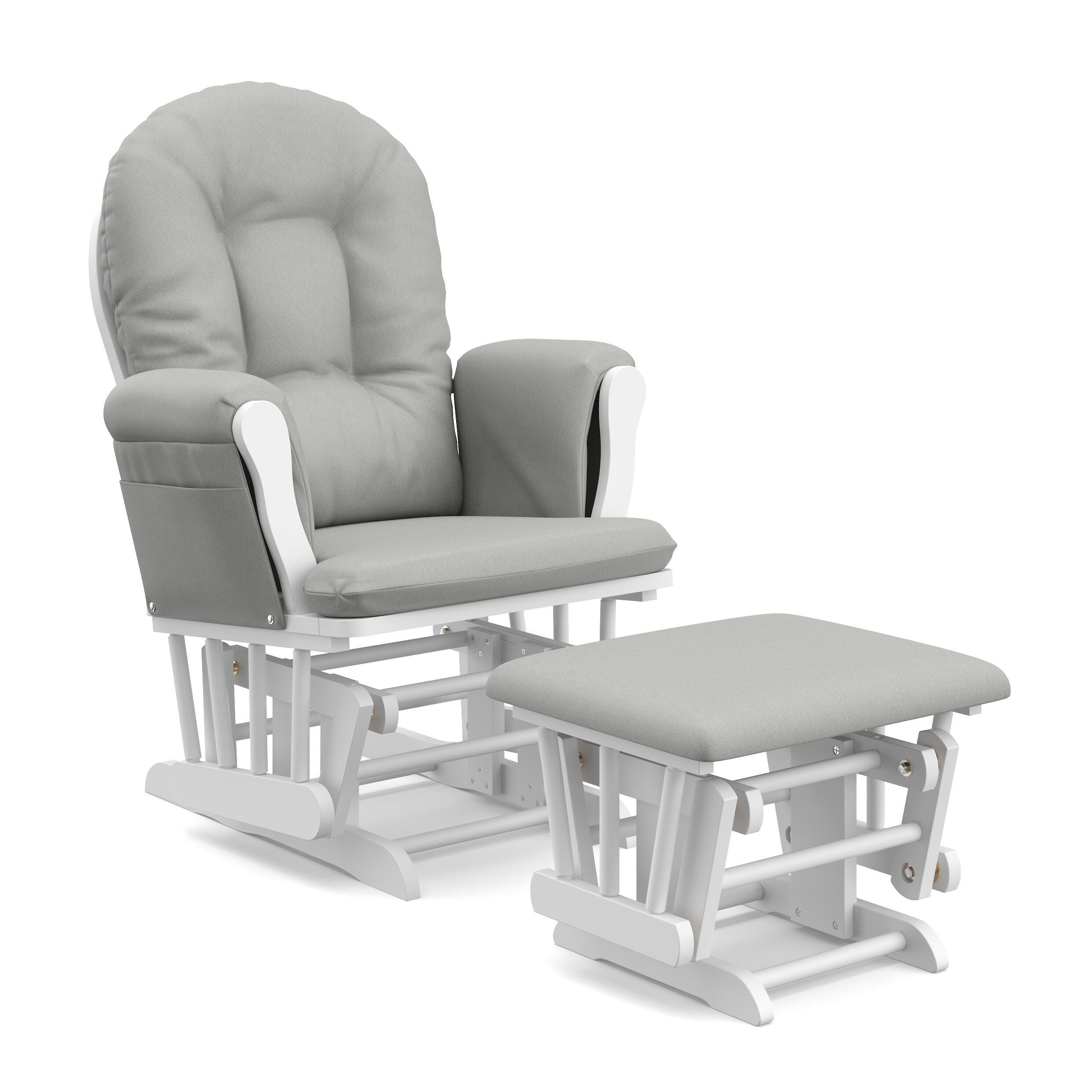 Storkcraft Hoop Glider and Ottoman, White/Light Gray, large