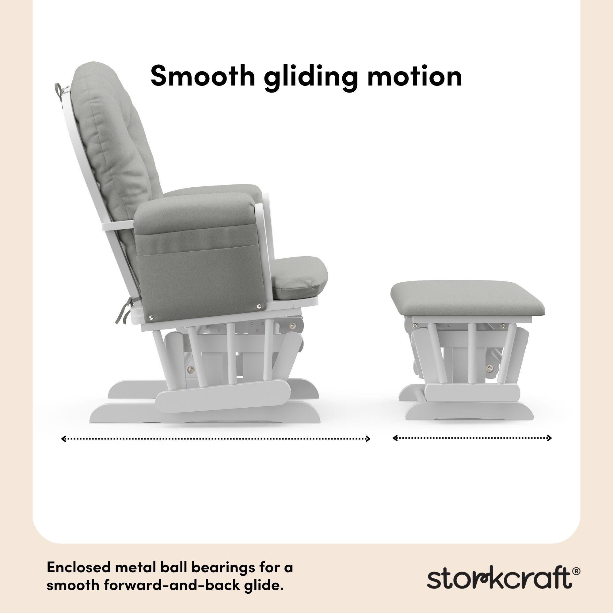 Storkcraft Hoop Glider and Ottoman, White/Light Gray, large