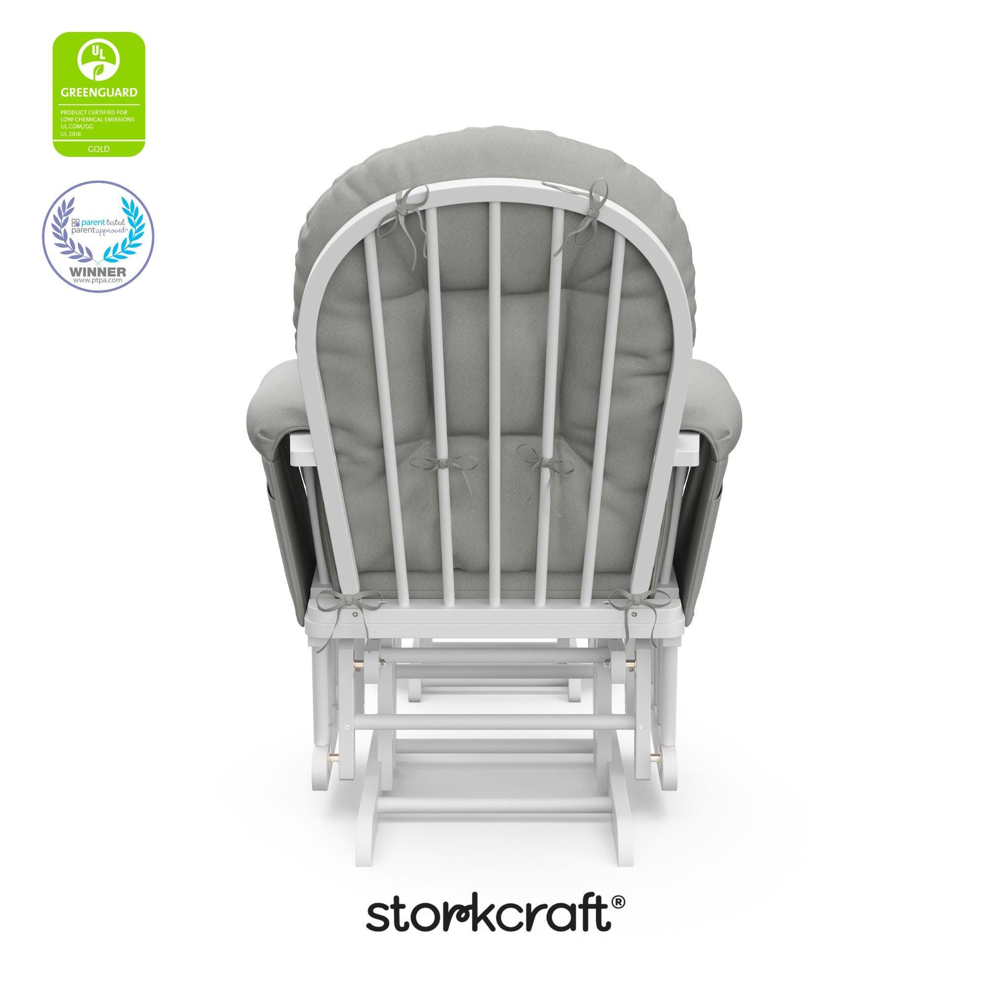 Storkcraft Hoop Glider and Ottoman, White/Light Gray, large