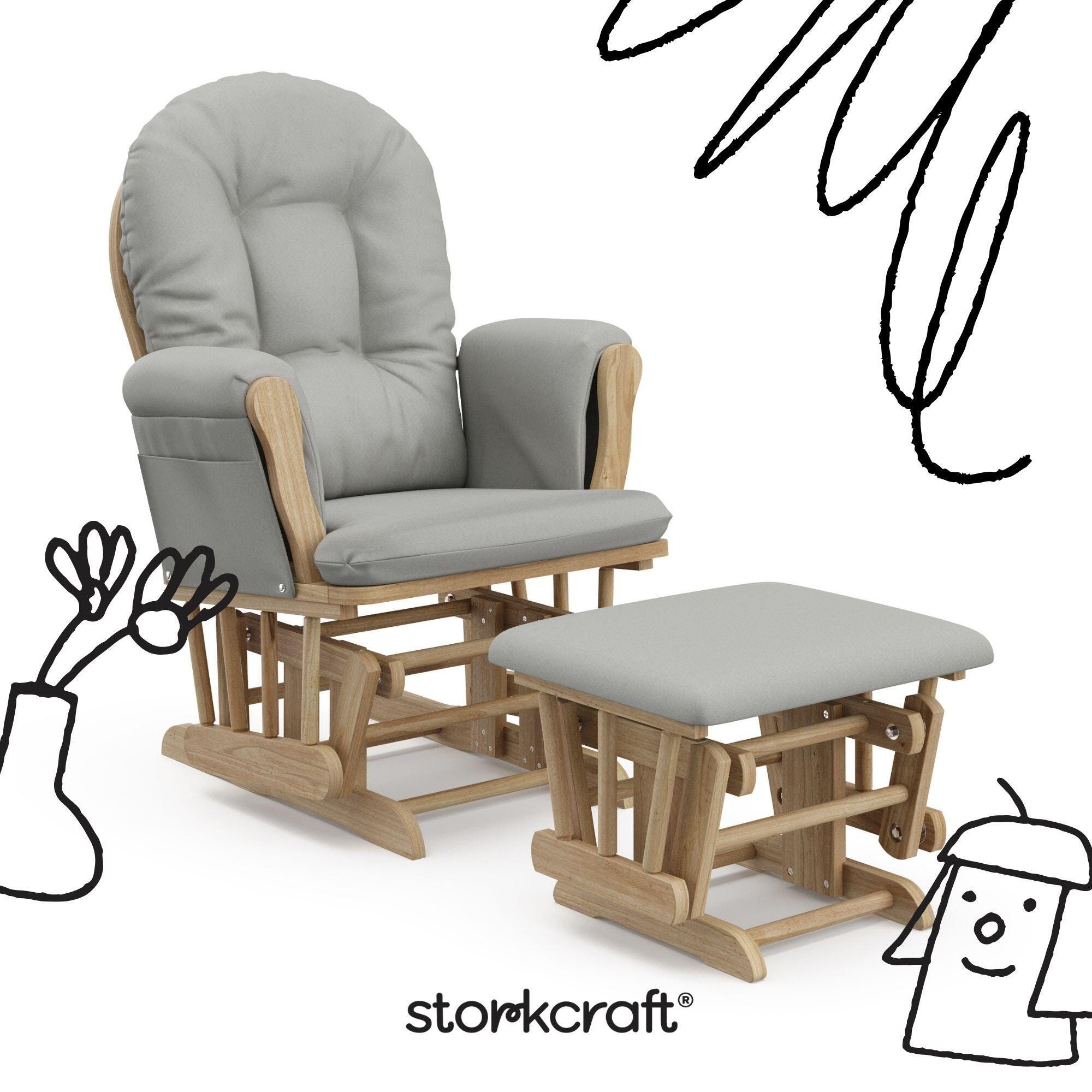 Storkcraft Hoop Glider and Ottoman, Natural/Light Gray, large