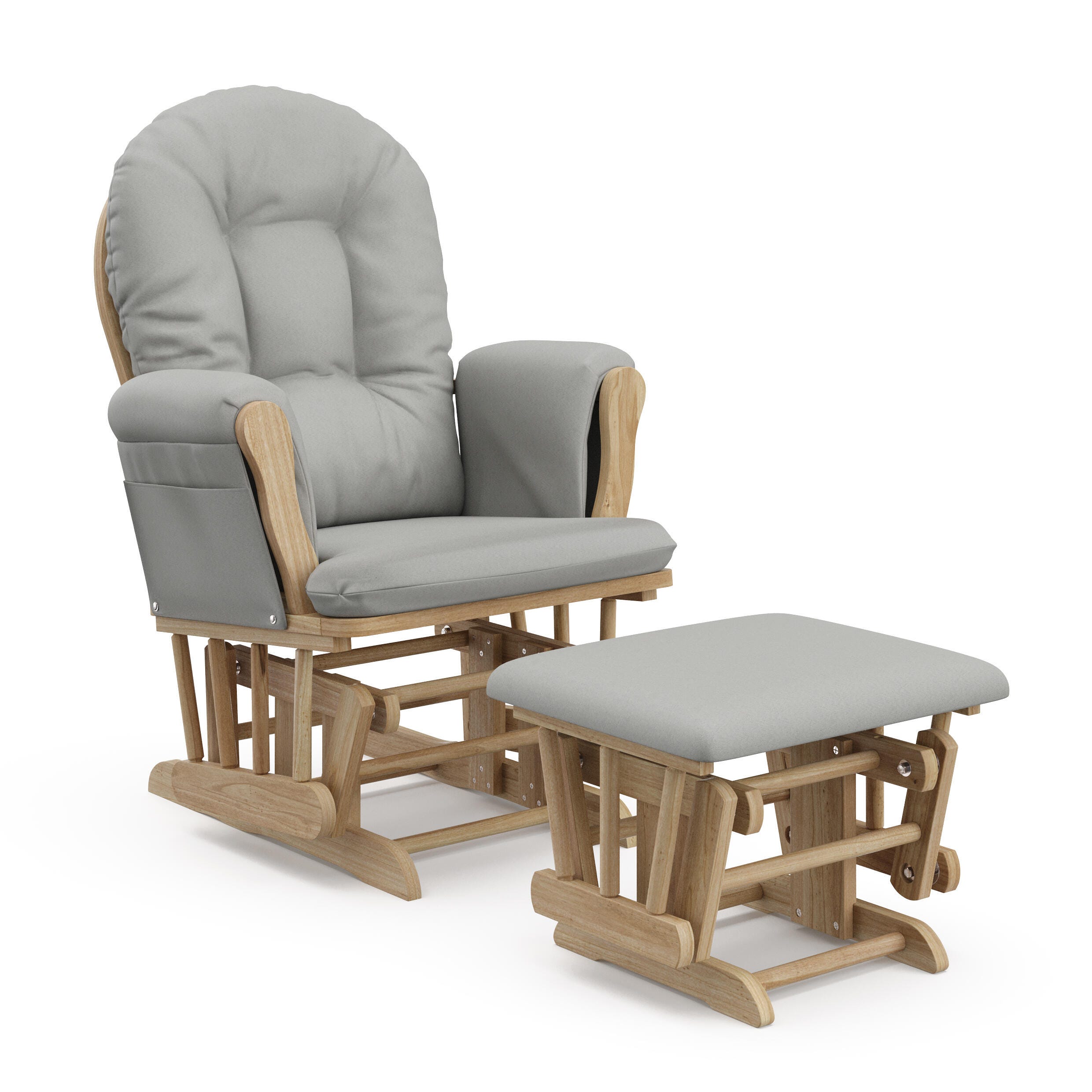 Storkcraft Hoop Glider and Ottoman, Natural/Light Gray, large