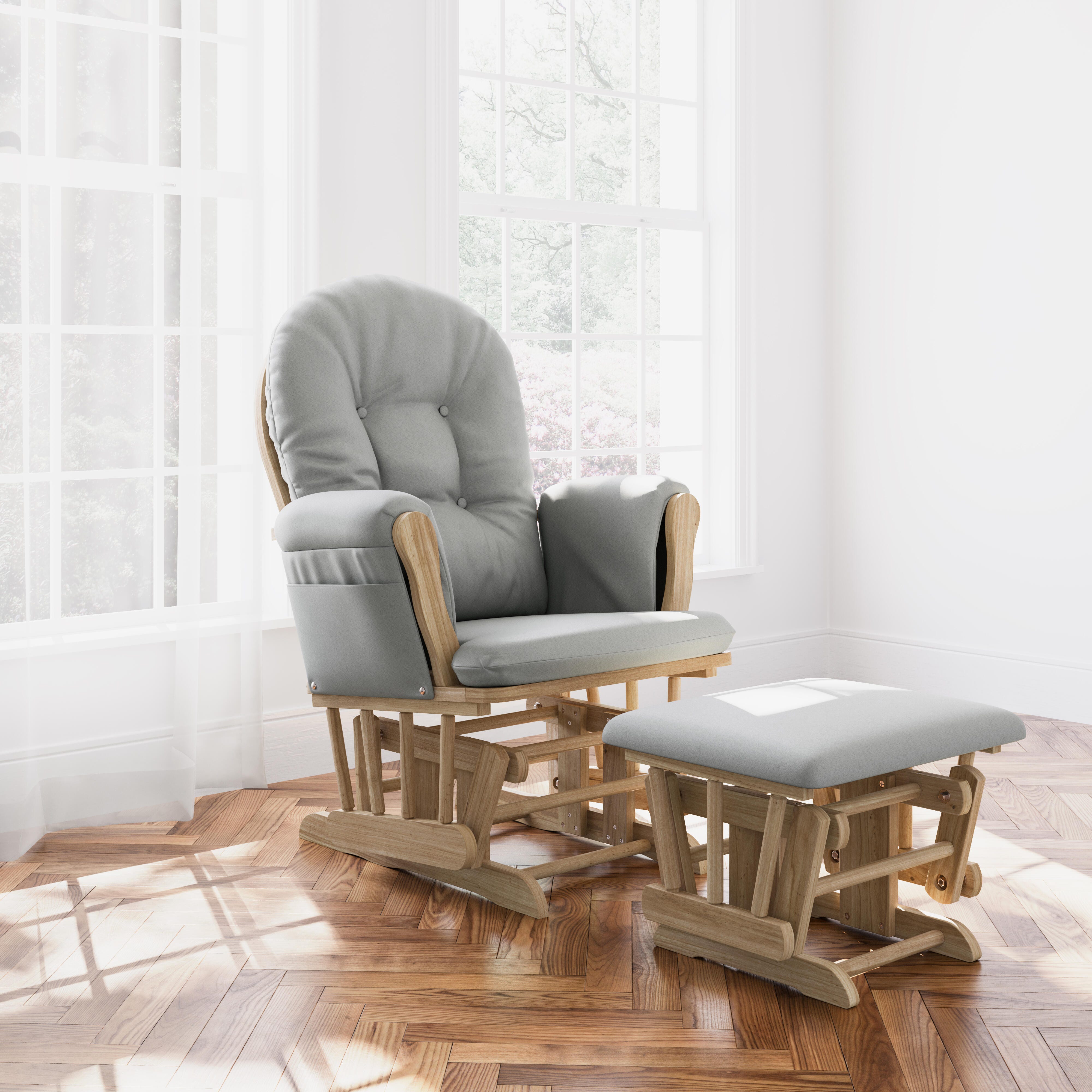 Storkcraft Hoop Glider and Ottoman, Natural/Light Gray, large
