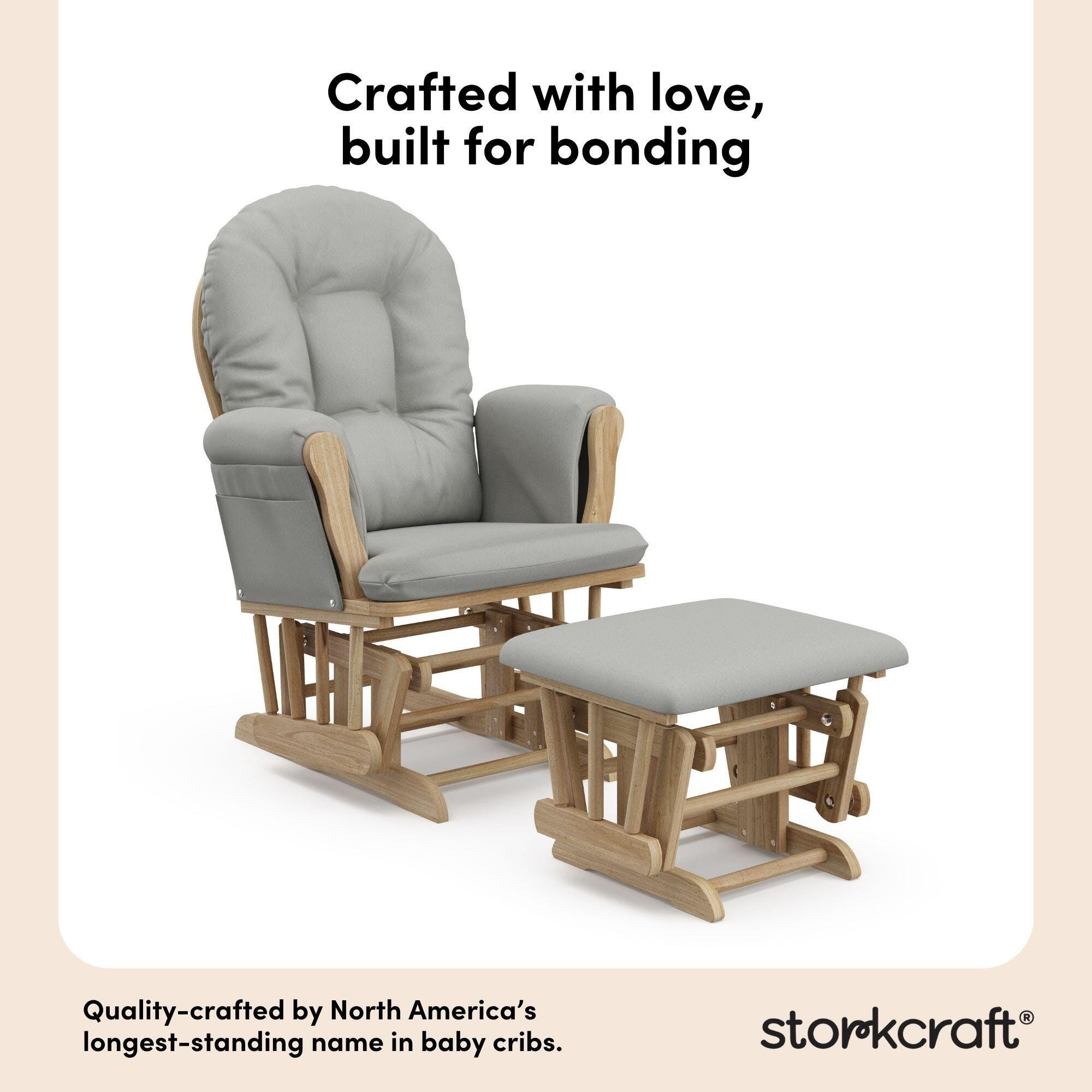 Storkcraft Hoop Glider and Ottoman, Natural/Light Gray, large