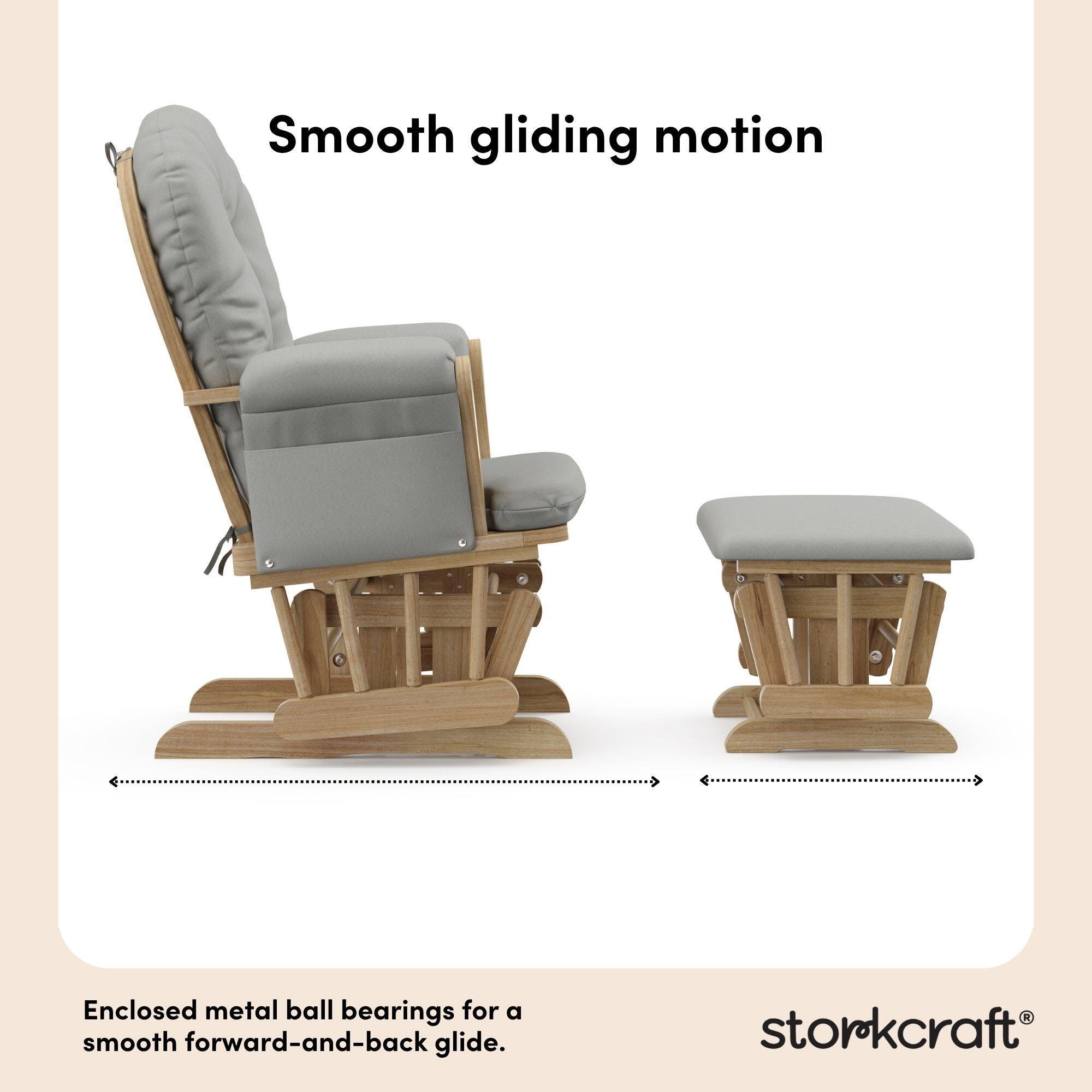 Storkcraft Hoop Glider and Ottoman, Natural/Light Gray, large