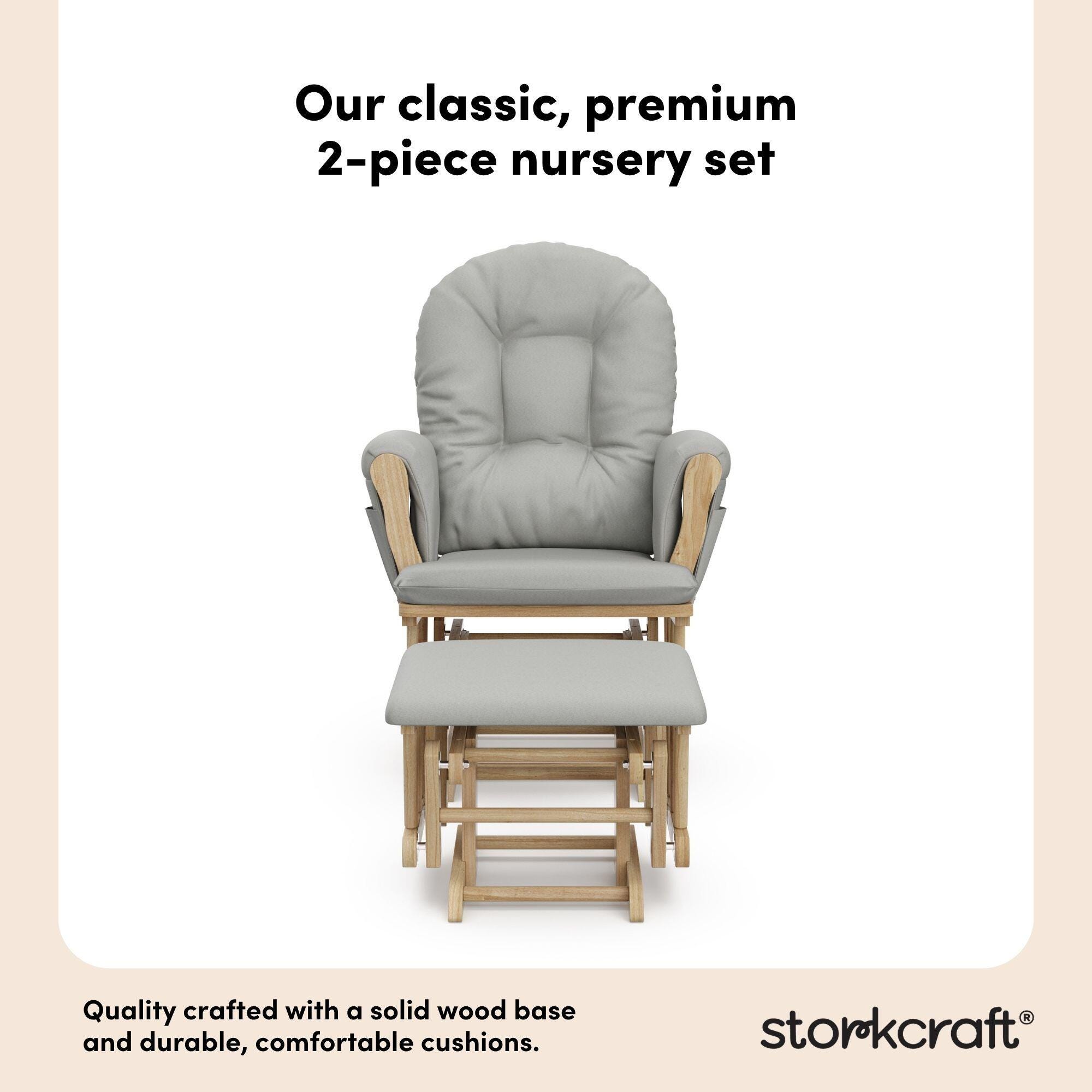 Storkcraft Hoop Glider and Ottoman, Natural/Light Gray, large