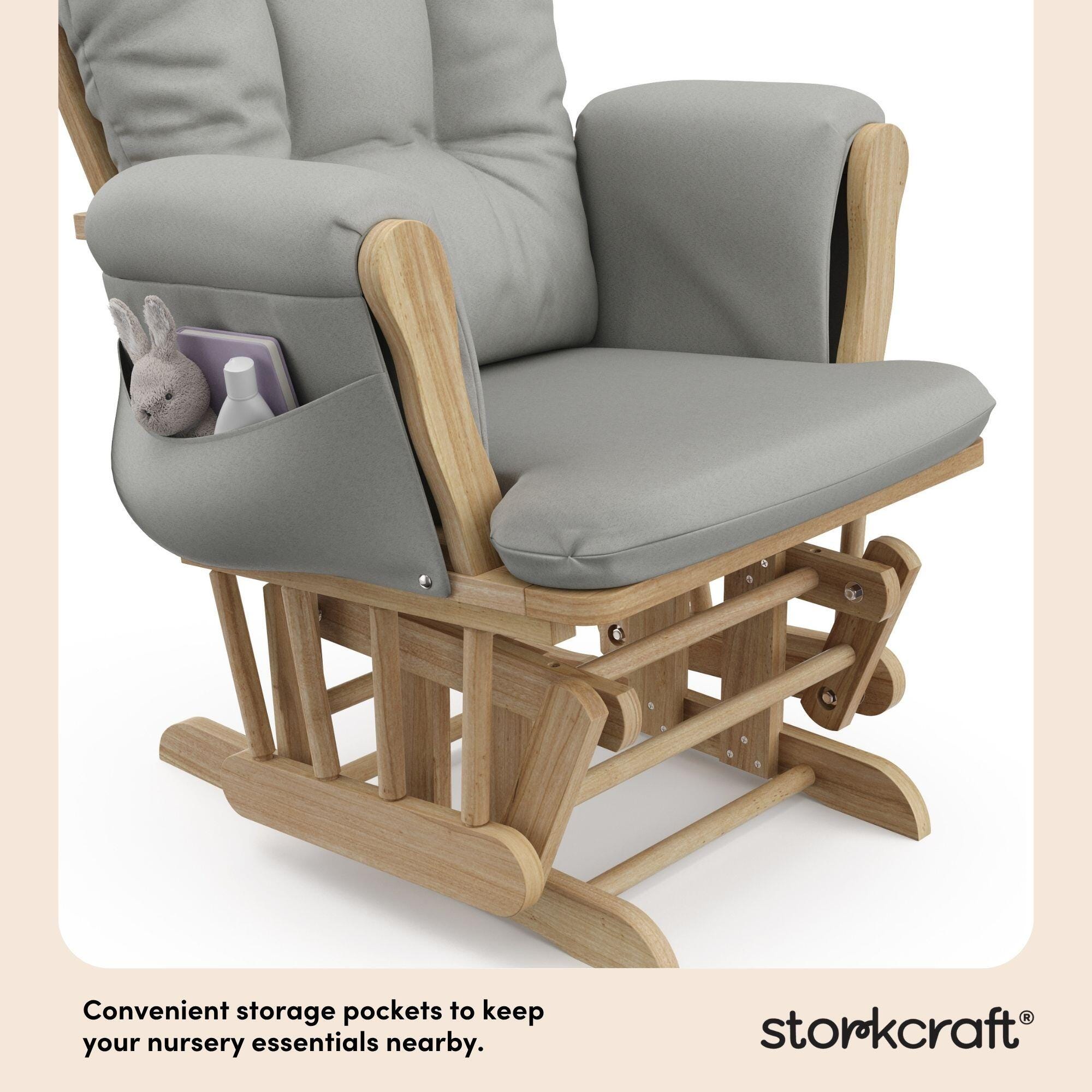 Storkcraft Hoop Glider and Ottoman, Natural/Light Gray, large