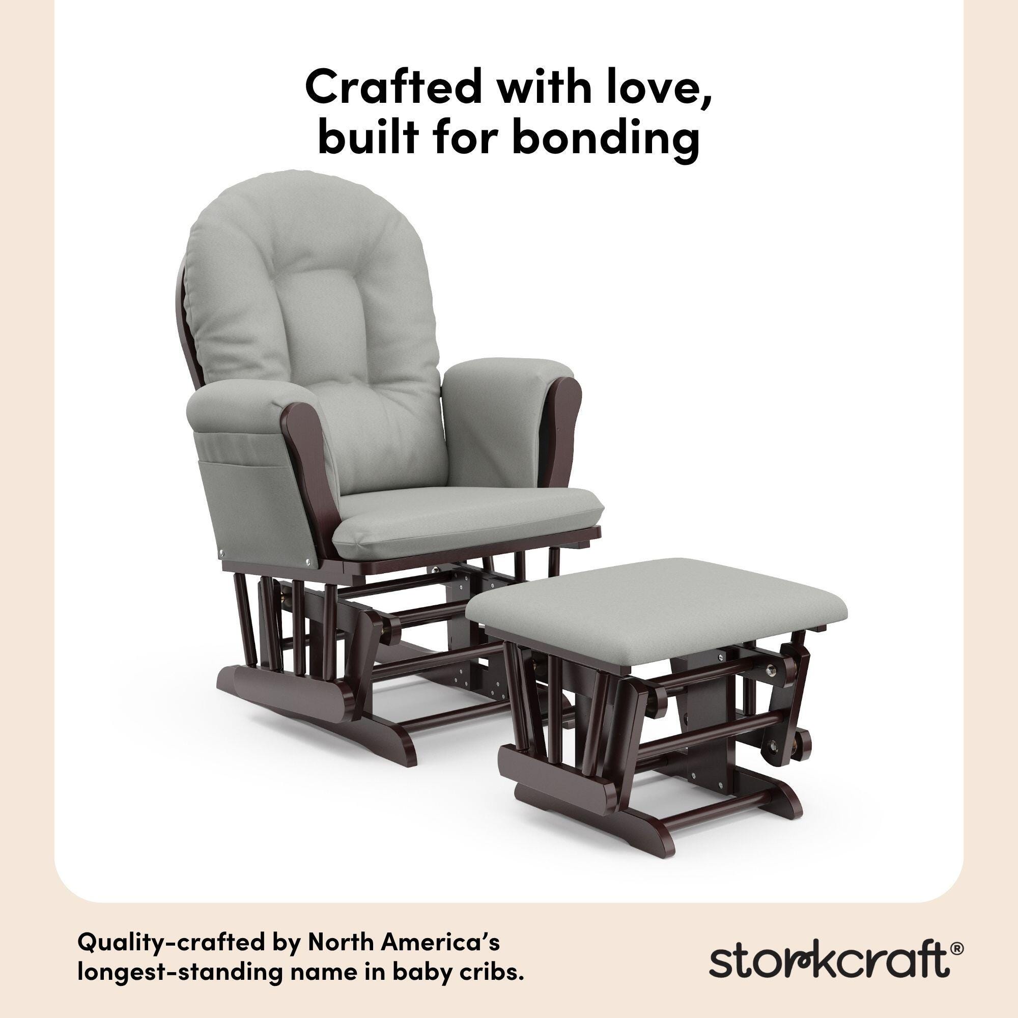 Storkcraft Hoop Glider and Ottoman, Espresso/Light Gray, large