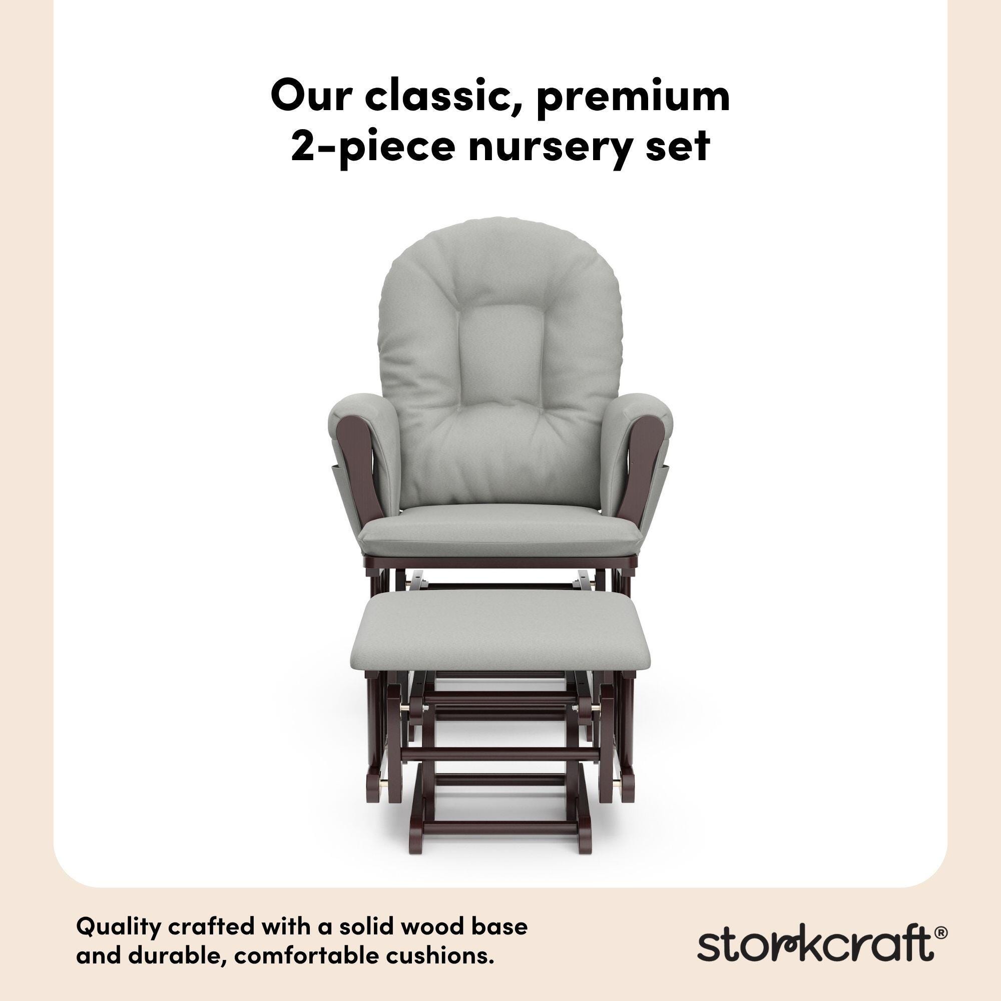 Storkcraft Hoop Glider and Ottoman, Espresso/Light Gray, large