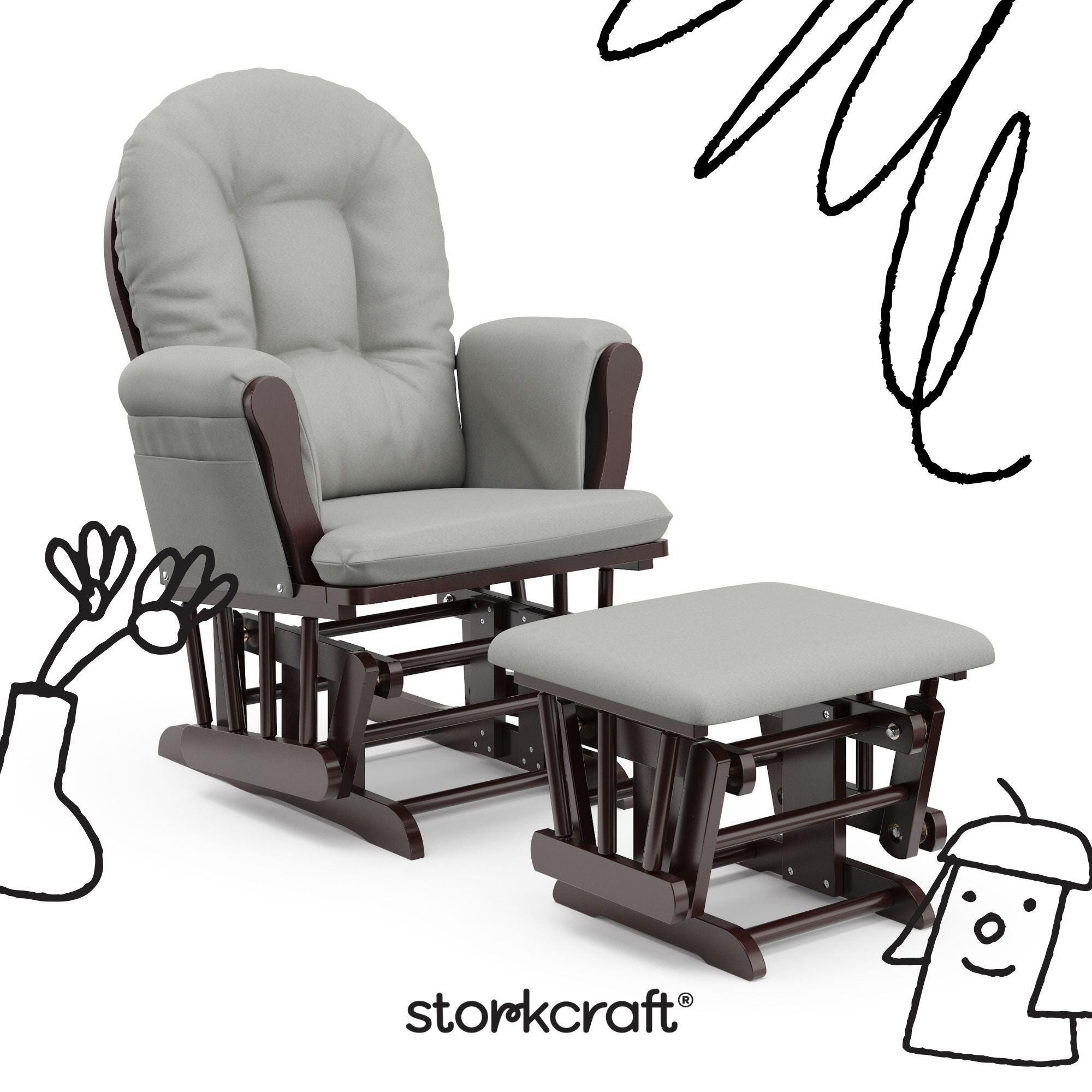Storkcraft Hoop Glider and Ottoman, Espresso/Light Gray, large
