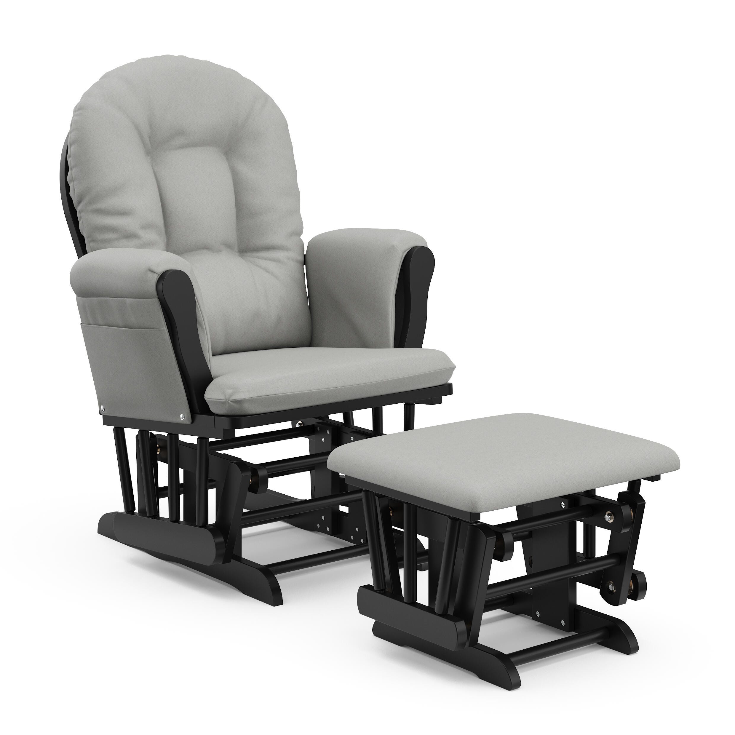 Storkcraft Hoop Glider and Ottoman, Black/Light Gray, large
