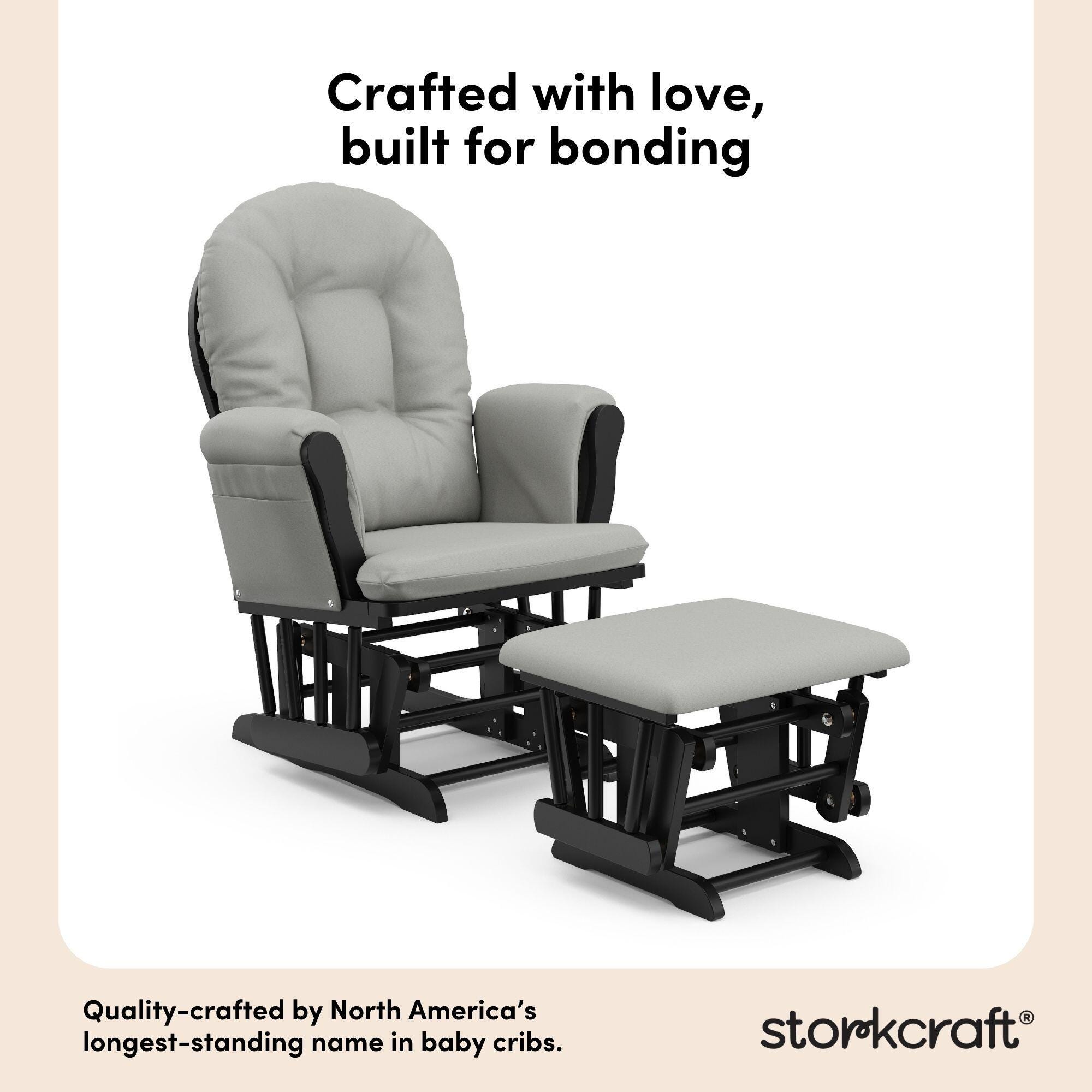 Storkcraft Hoop Glider and Ottoman, Black/Light Gray, large