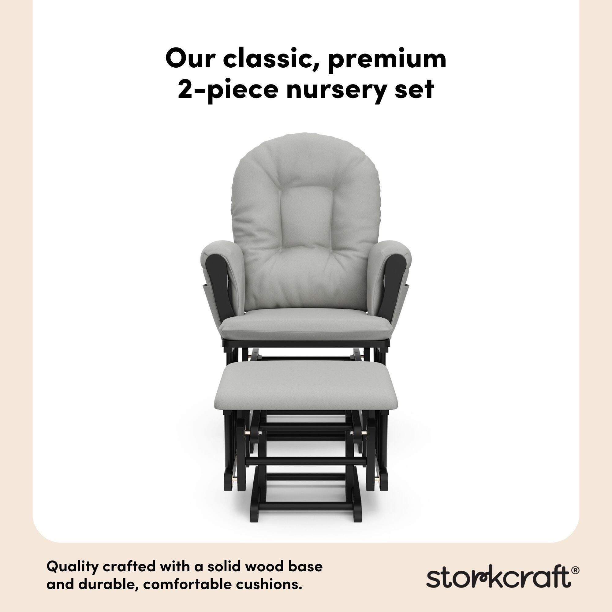 Storkcraft Hoop Glider and Ottoman, Black/Light Gray, large