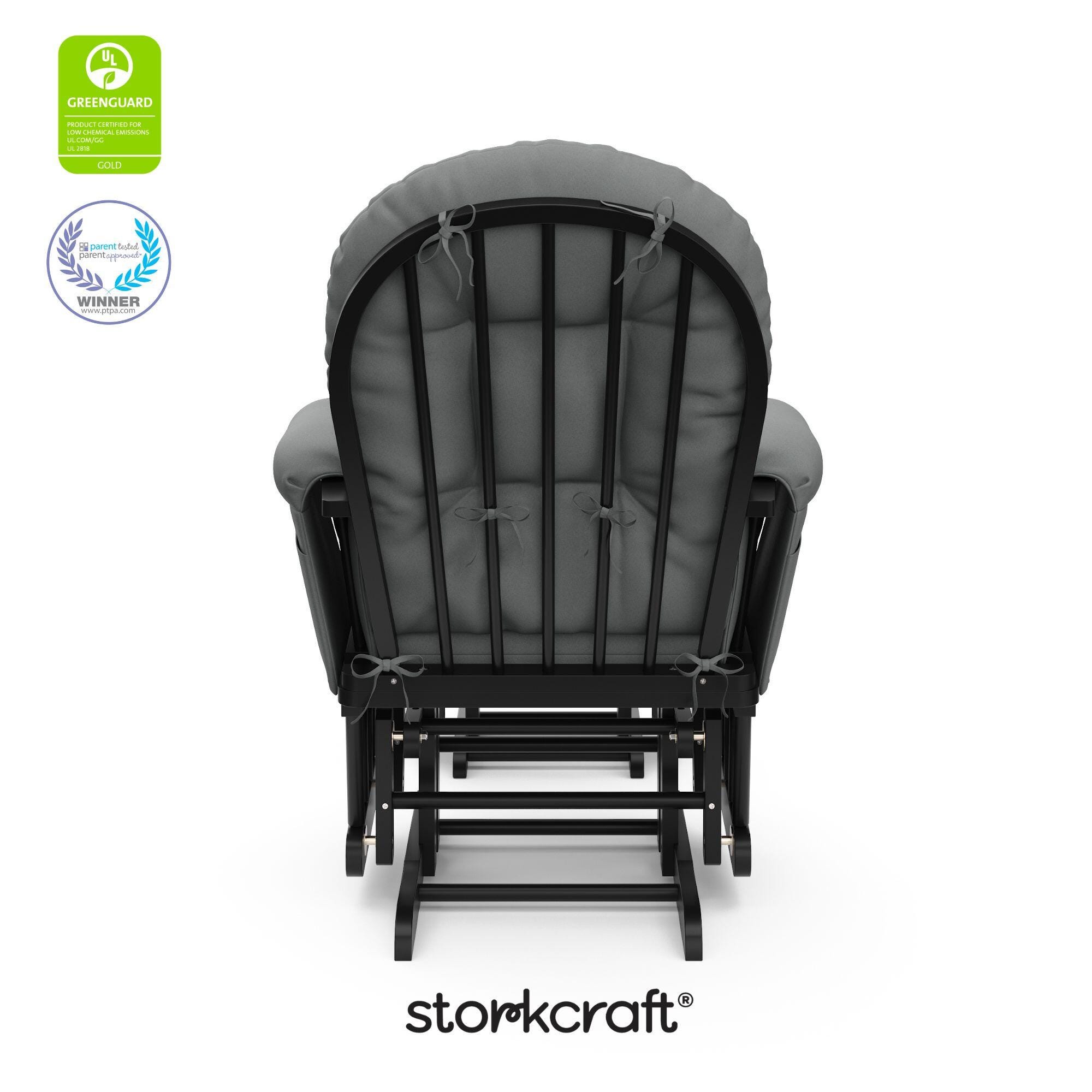 Storkcraft Hoop Glider and Ottoman, Black/Light Gray, large