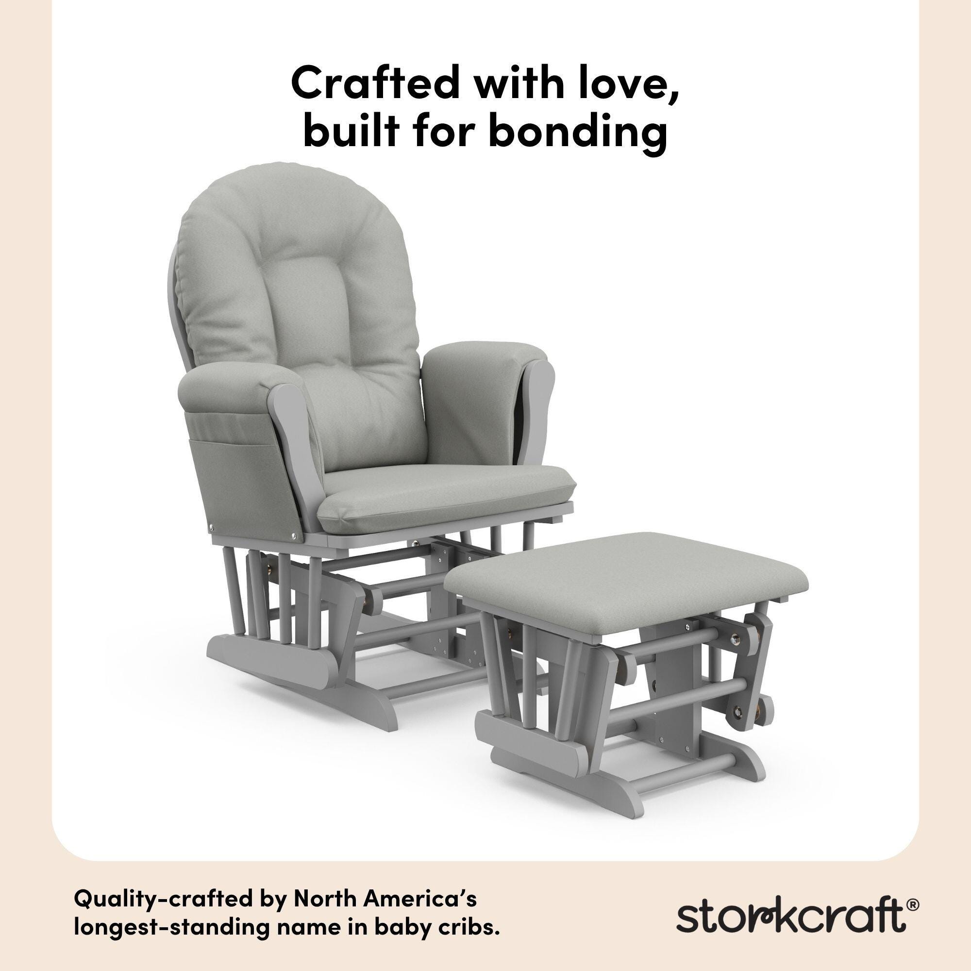 Storkcraft Hoop Glider and Ottoman, Pebble Gray/Light Gray, large