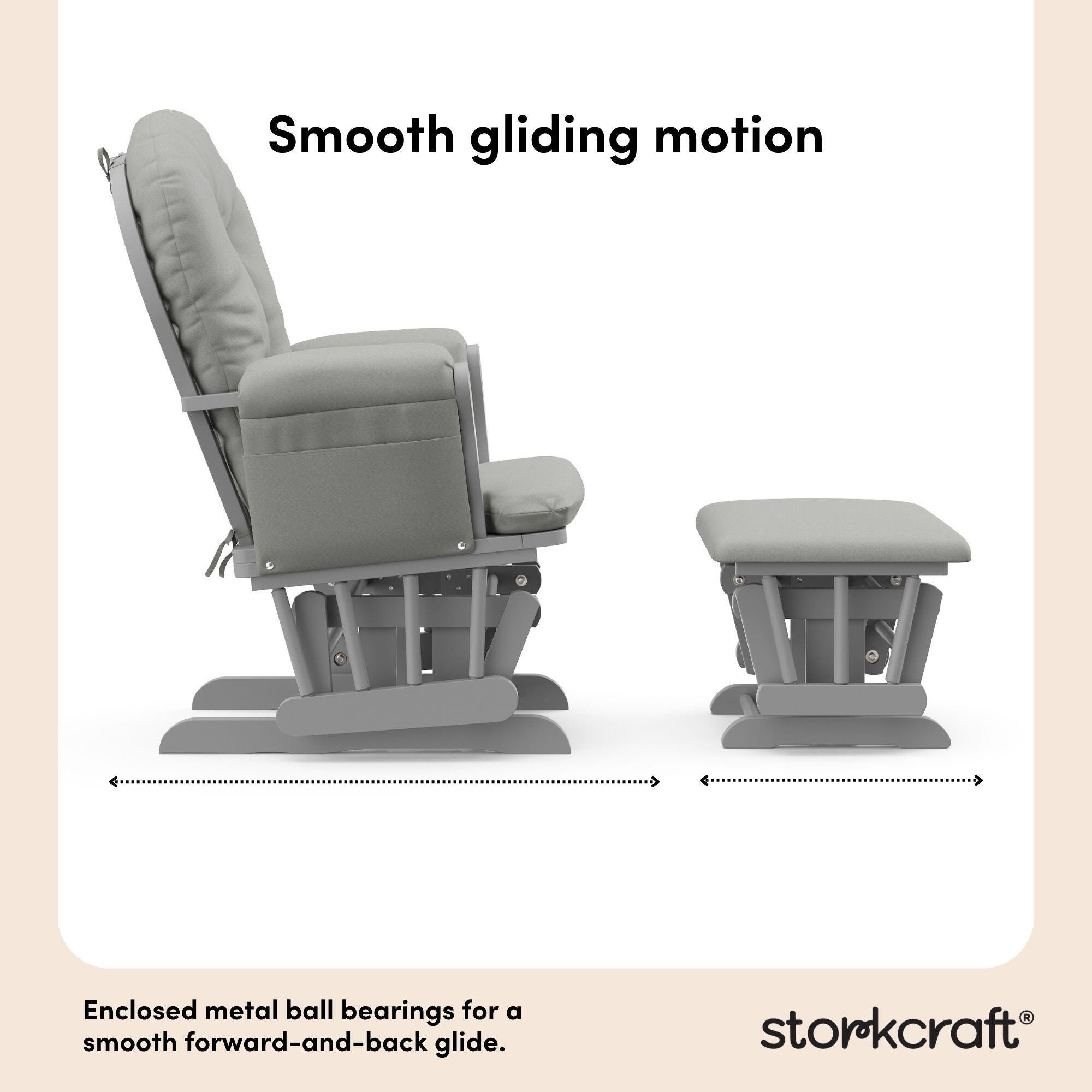 Storkcraft Hoop Glider and Ottoman, Pebble Gray/Light Gray, large