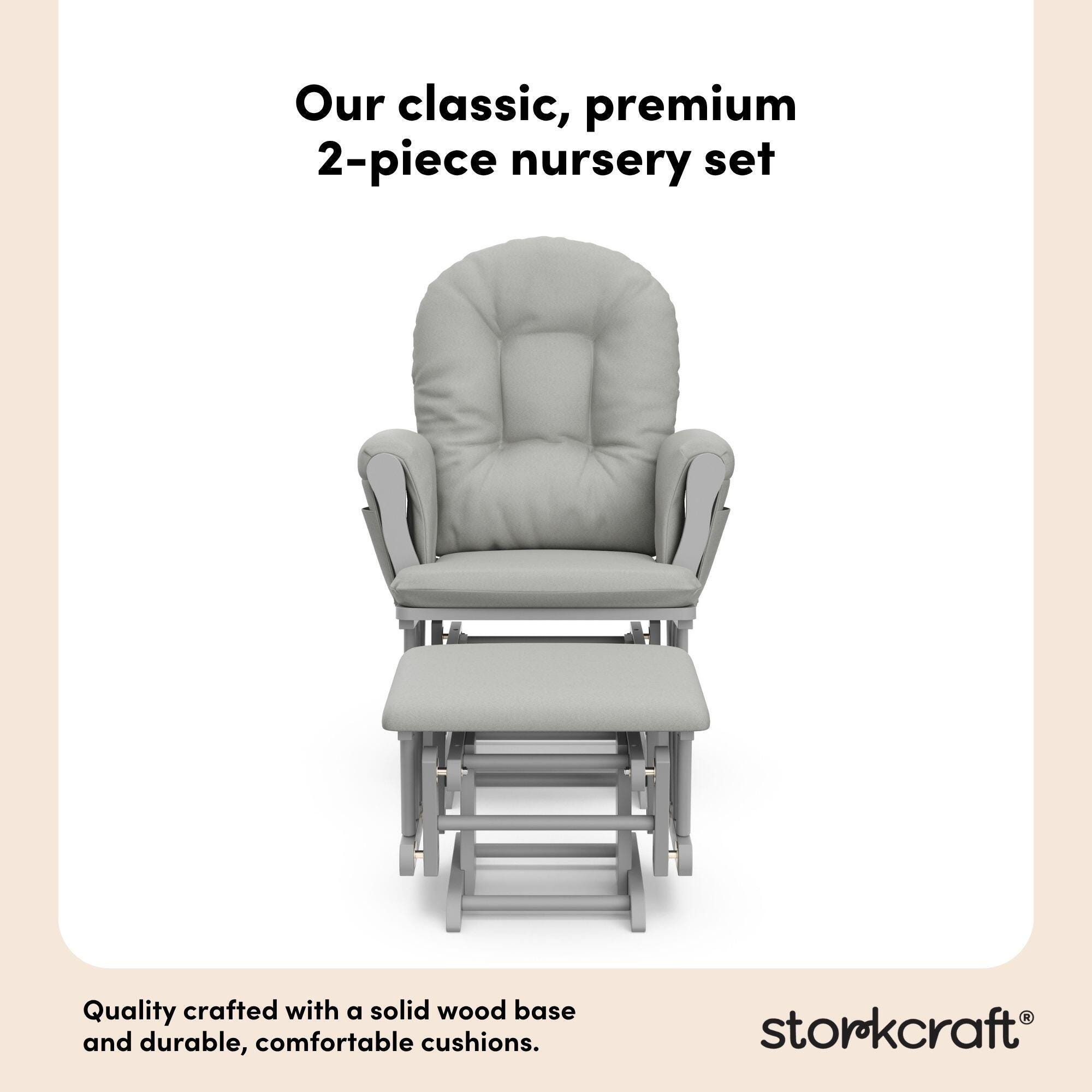 Storkcraft Hoop Glider and Ottoman, Pebble Gray/Light Gray, large