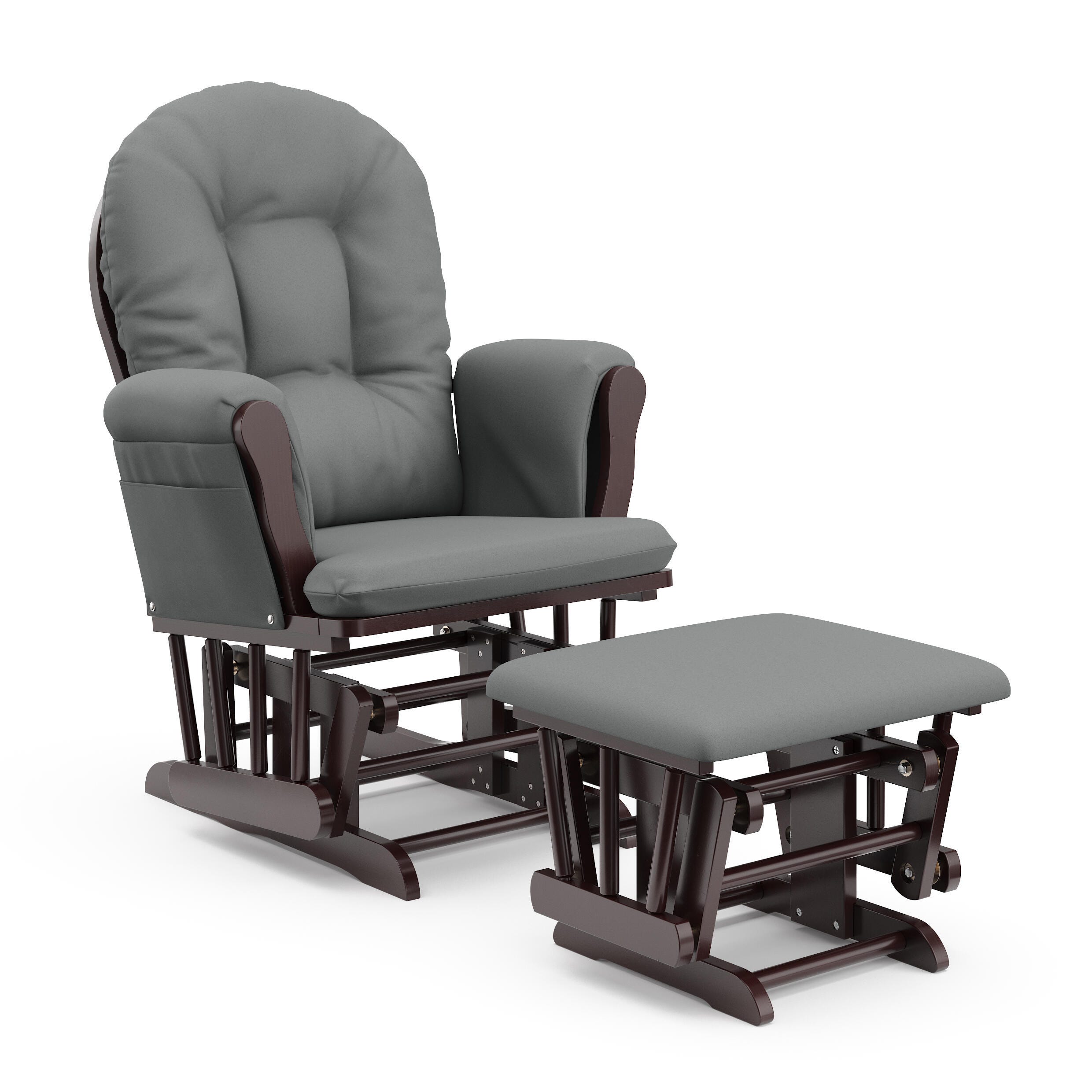 Storkcraft Hoop Glider and Ottoman, Espresso/Gray, large