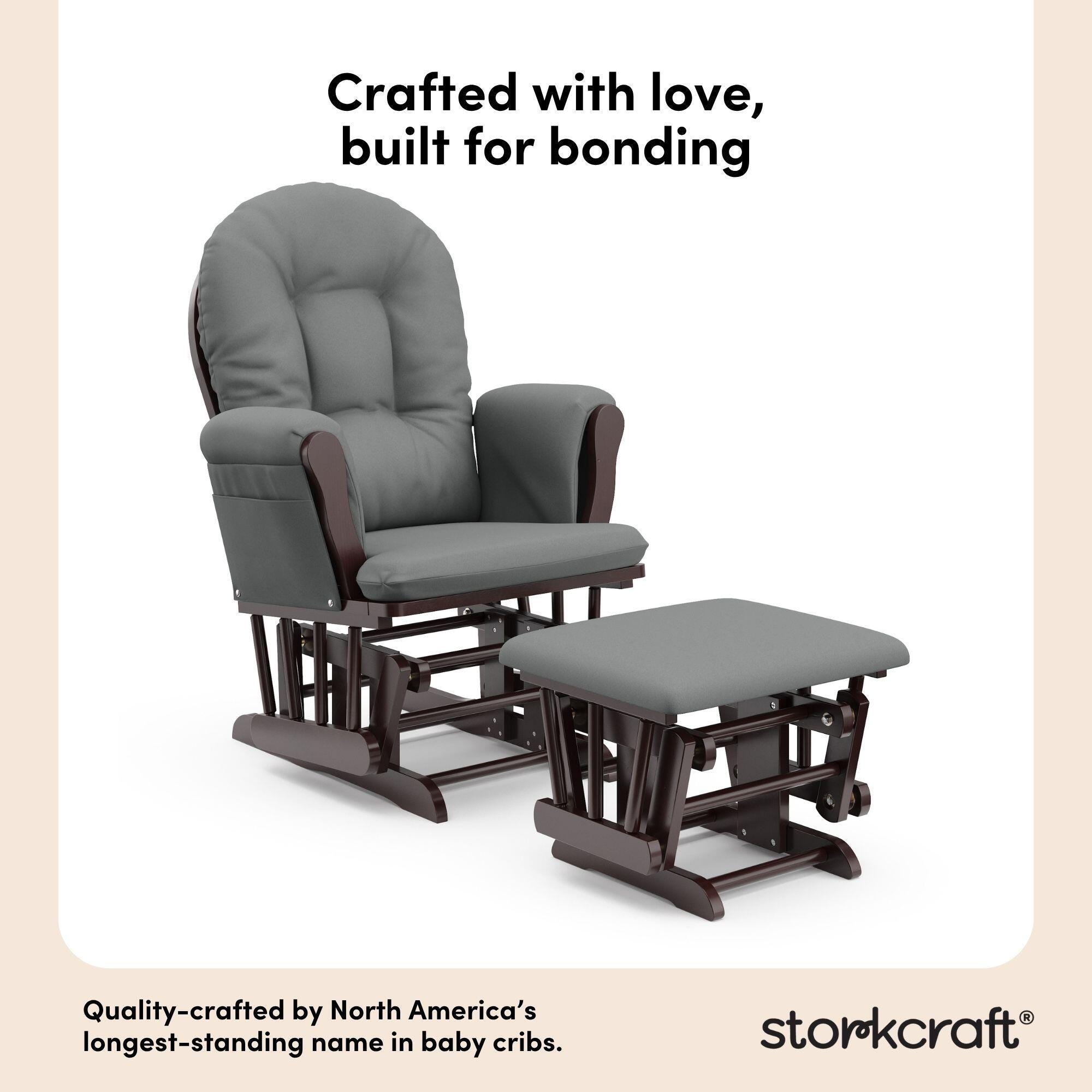 Storkcraft Hoop Glider and Ottoman, Espresso/Gray, large