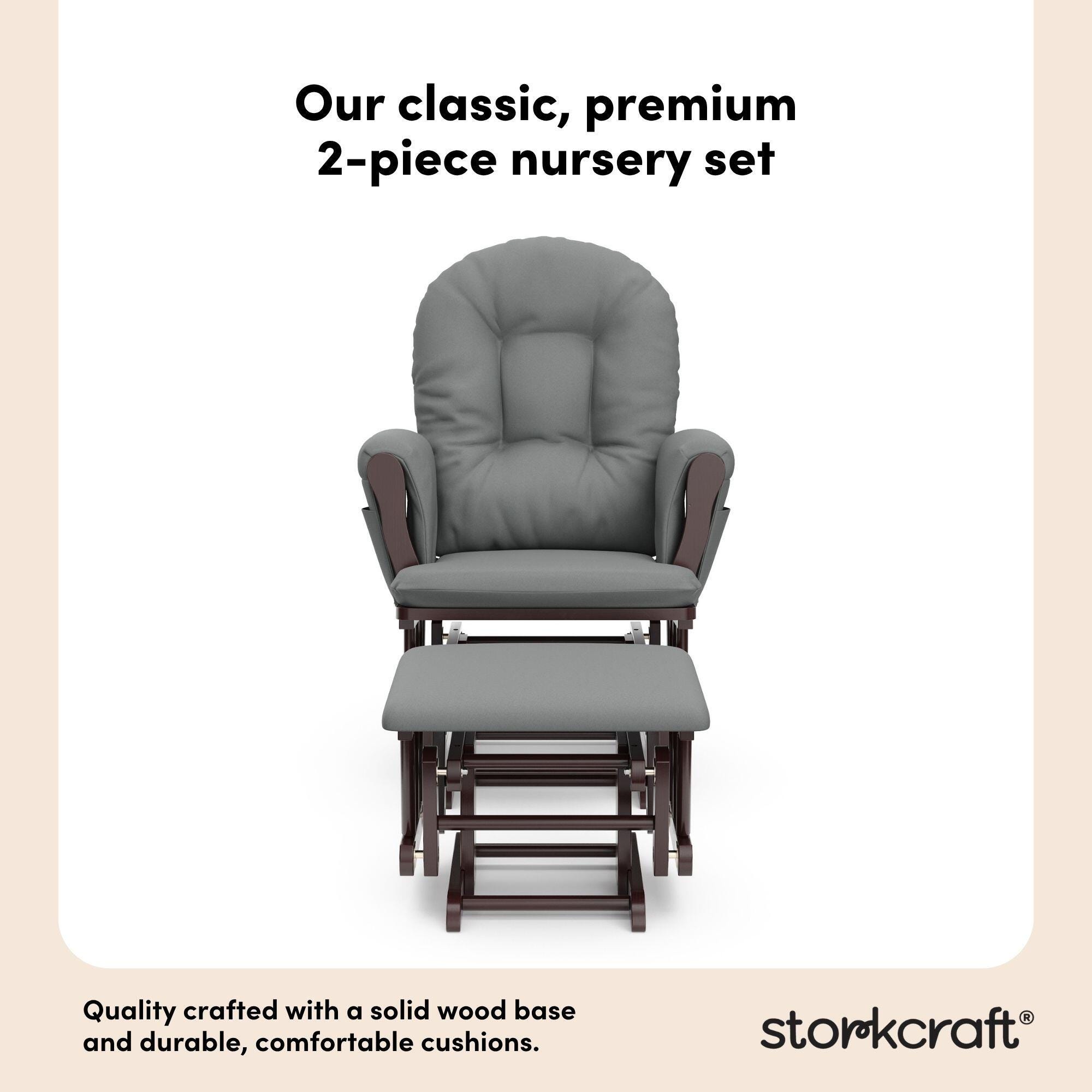 Storkcraft Hoop Glider and Ottoman, Espresso/Gray, large