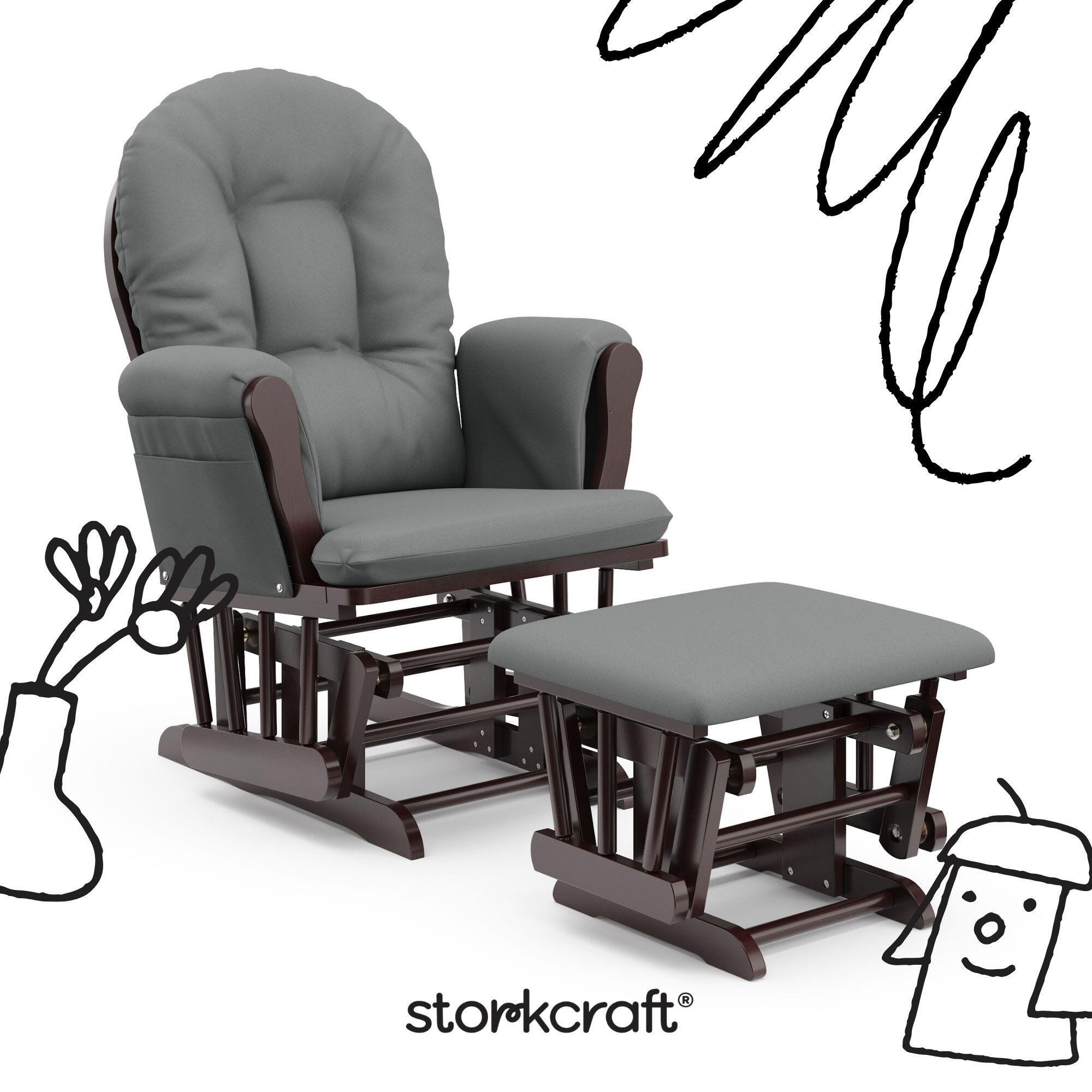 Storkcraft Hoop Glider and Ottoman, Espresso/Gray, large
