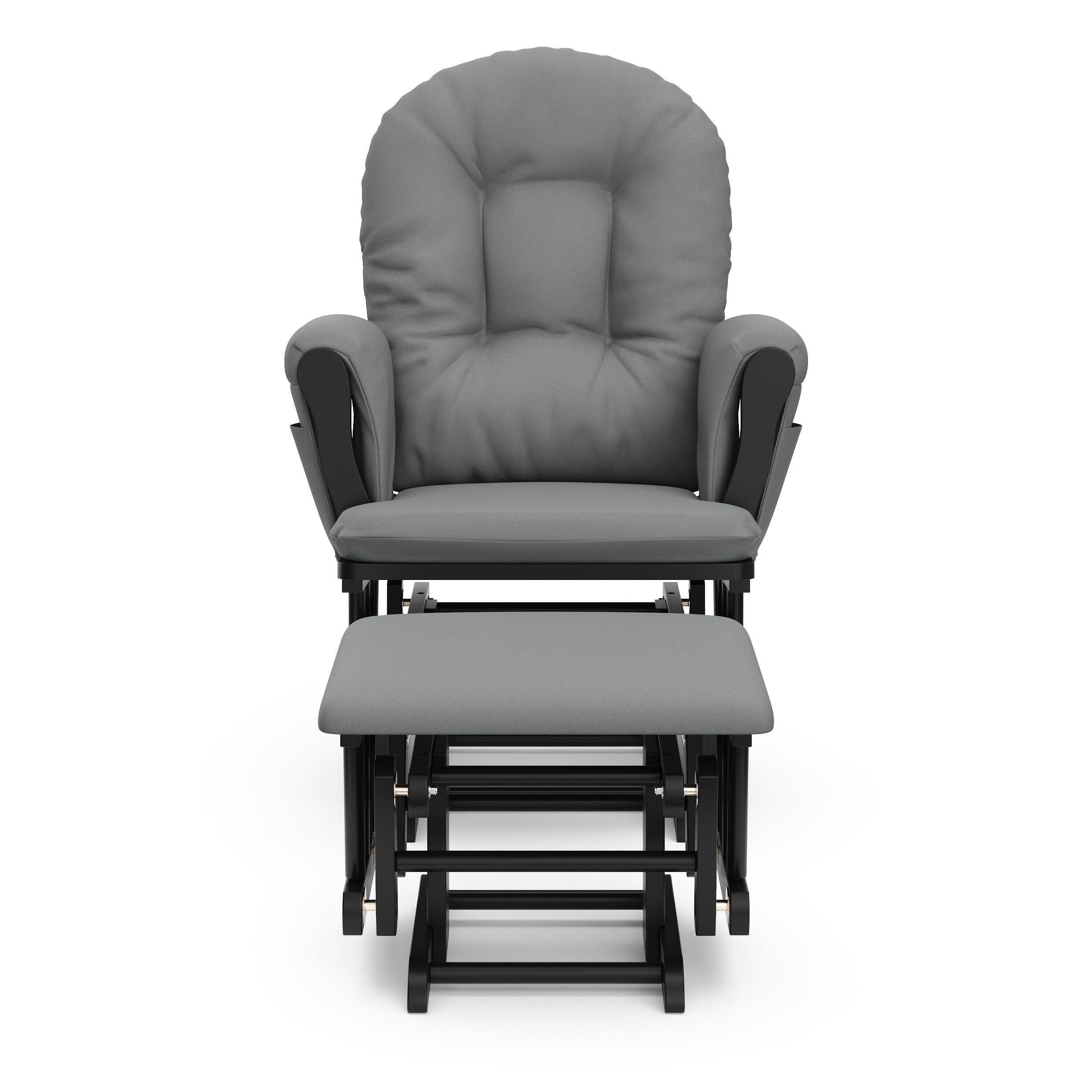 Storkcraft Hoop Glider and Ottoman, Black/Gray, large