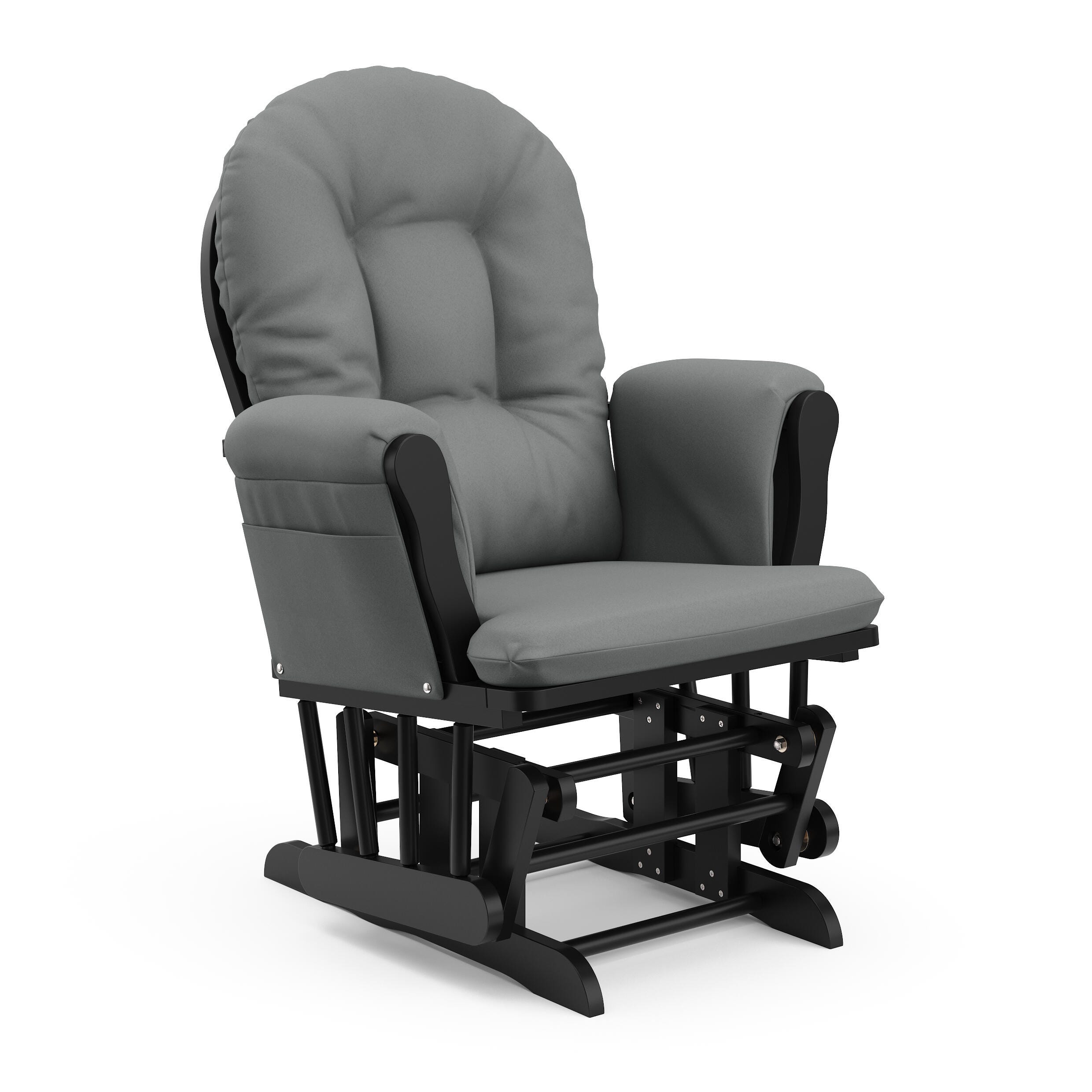 Storkcraft Hoop Glider and Ottoman, Black/Gray, large