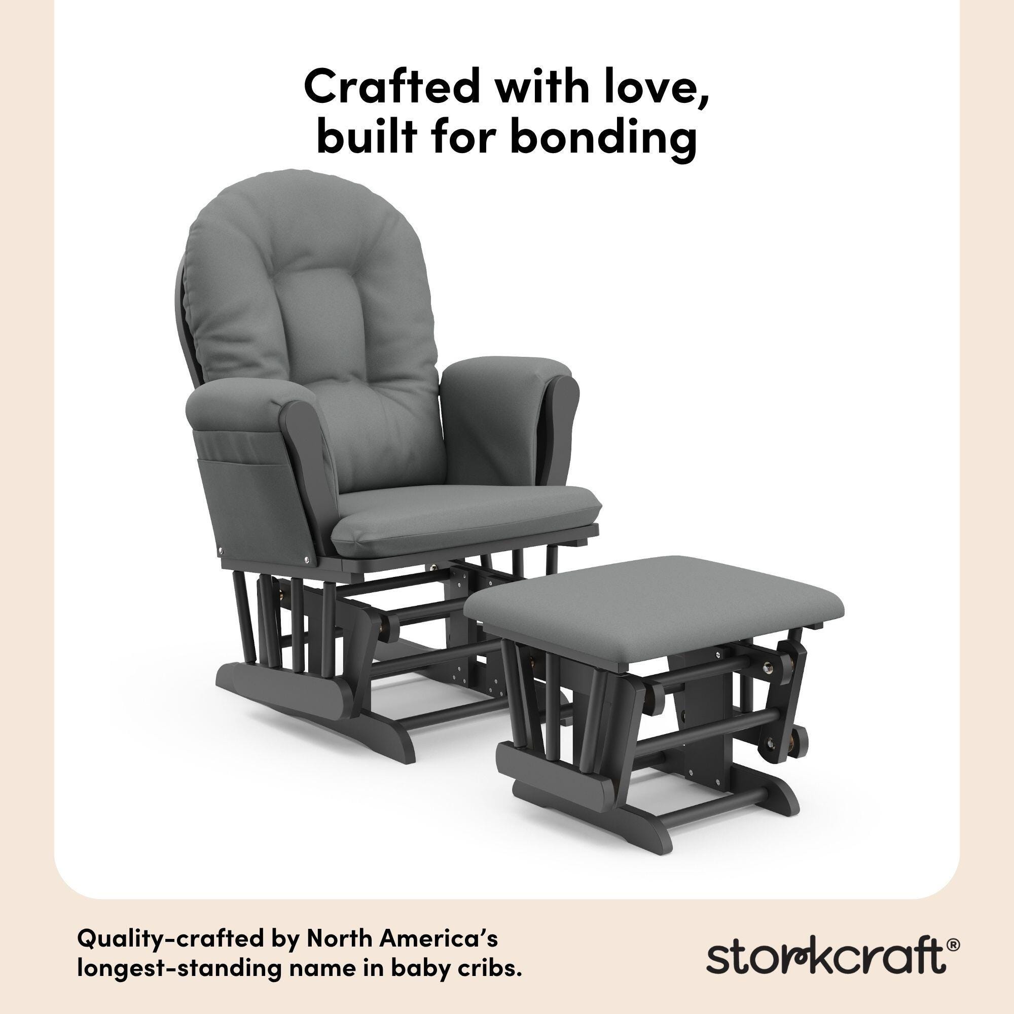 Storkcraft Hoop Glider and Ottoman, Gray/Gray, large