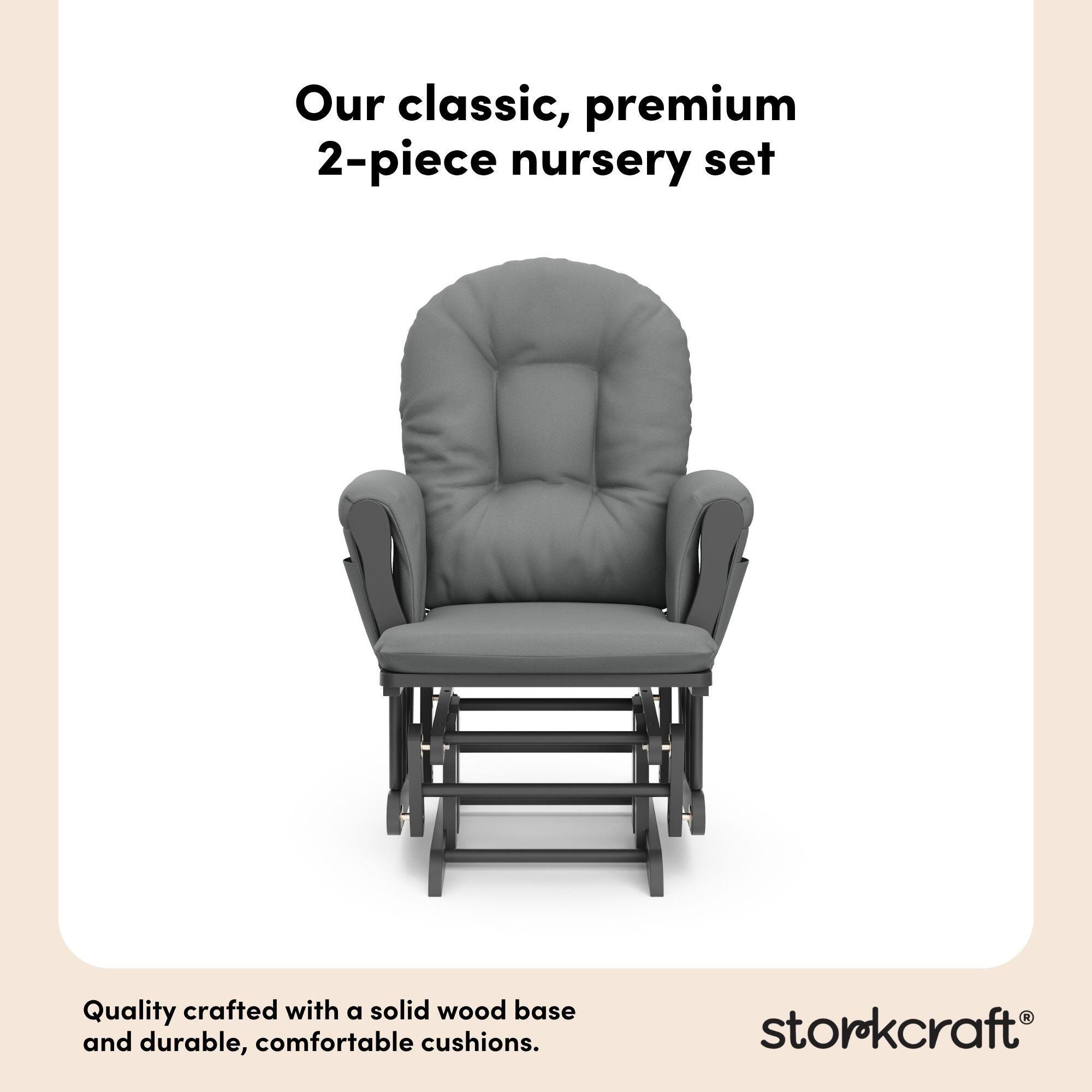 Storkcraft Hoop Glider and Ottoman, Gray/Gray, large