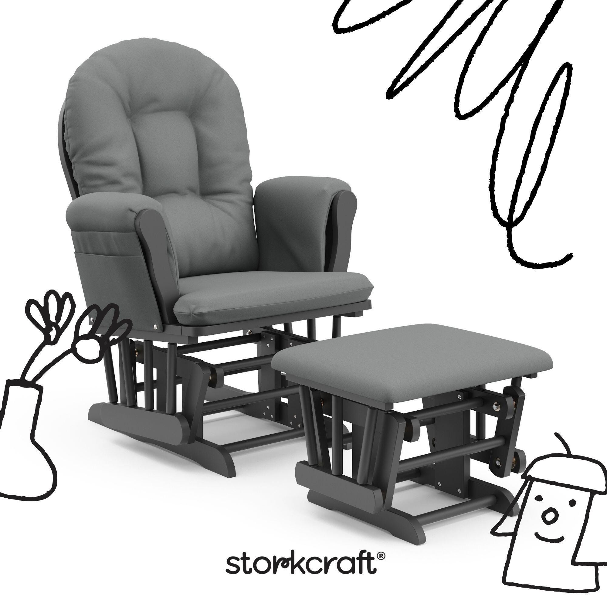Storkcraft Hoop Glider and Ottoman, Gray/Gray, large