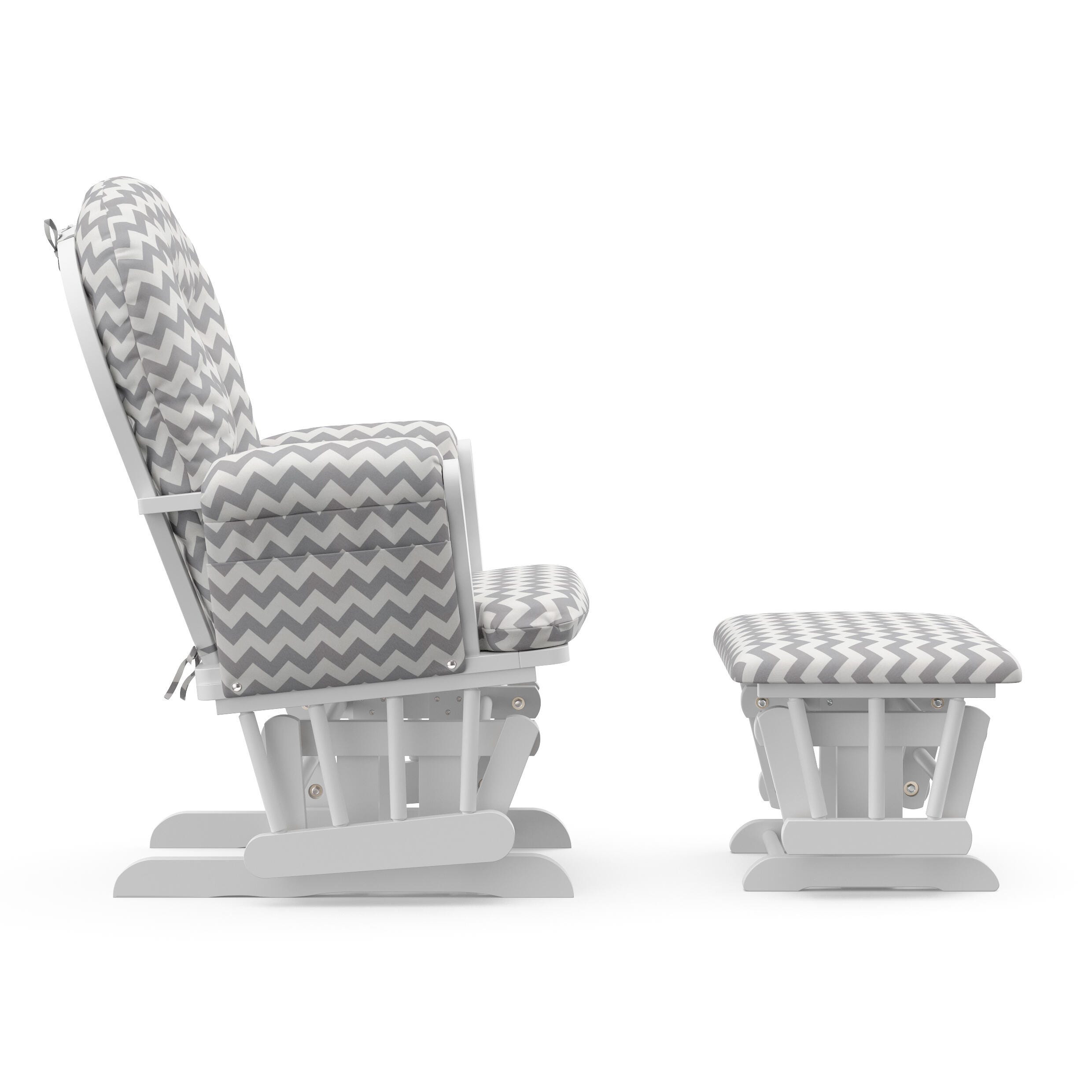 Storkcraft Hoop Glider and Ottoman, White/Gray Chevron, large