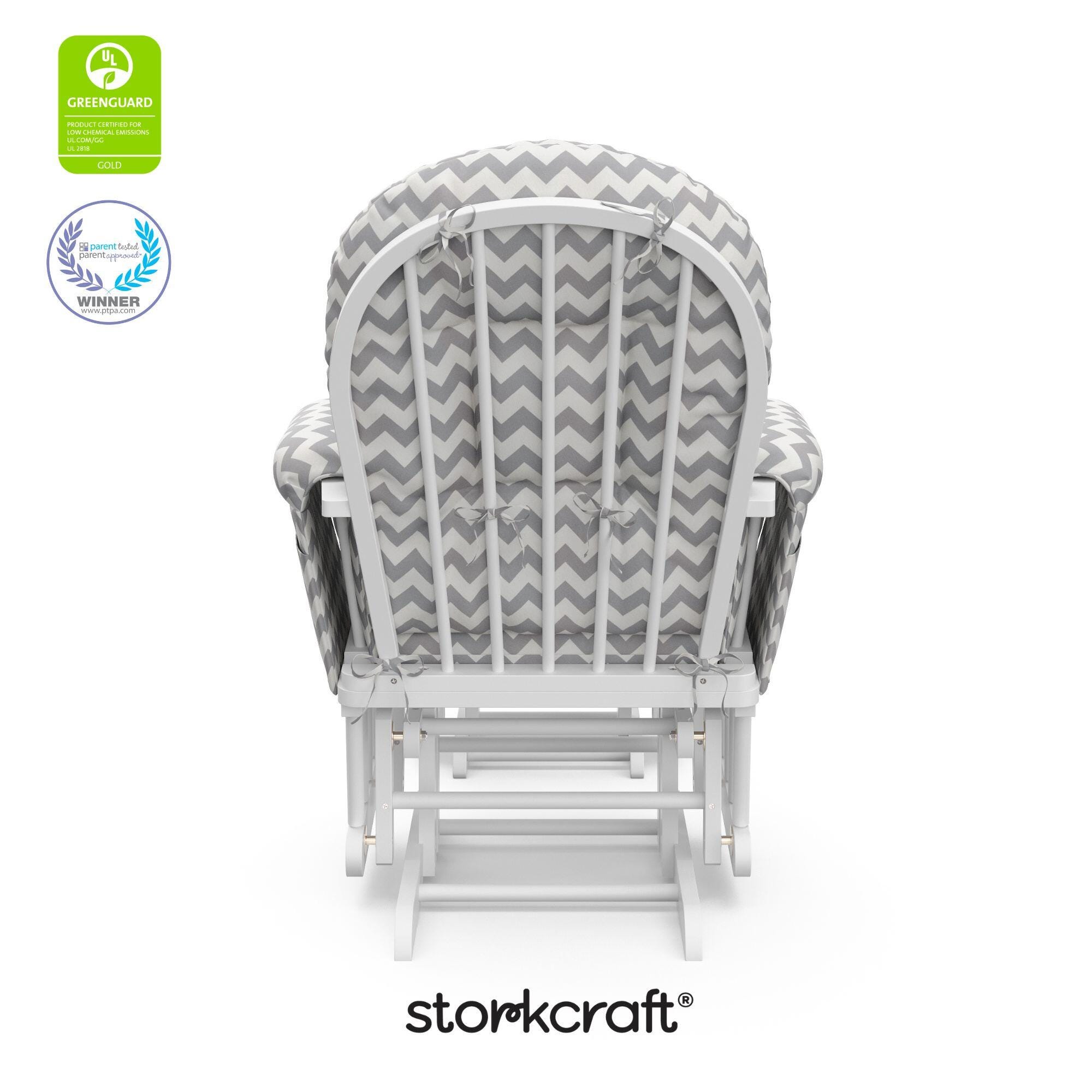 Storkcraft Hoop Glider and Ottoman, White/Gray Chevron, large