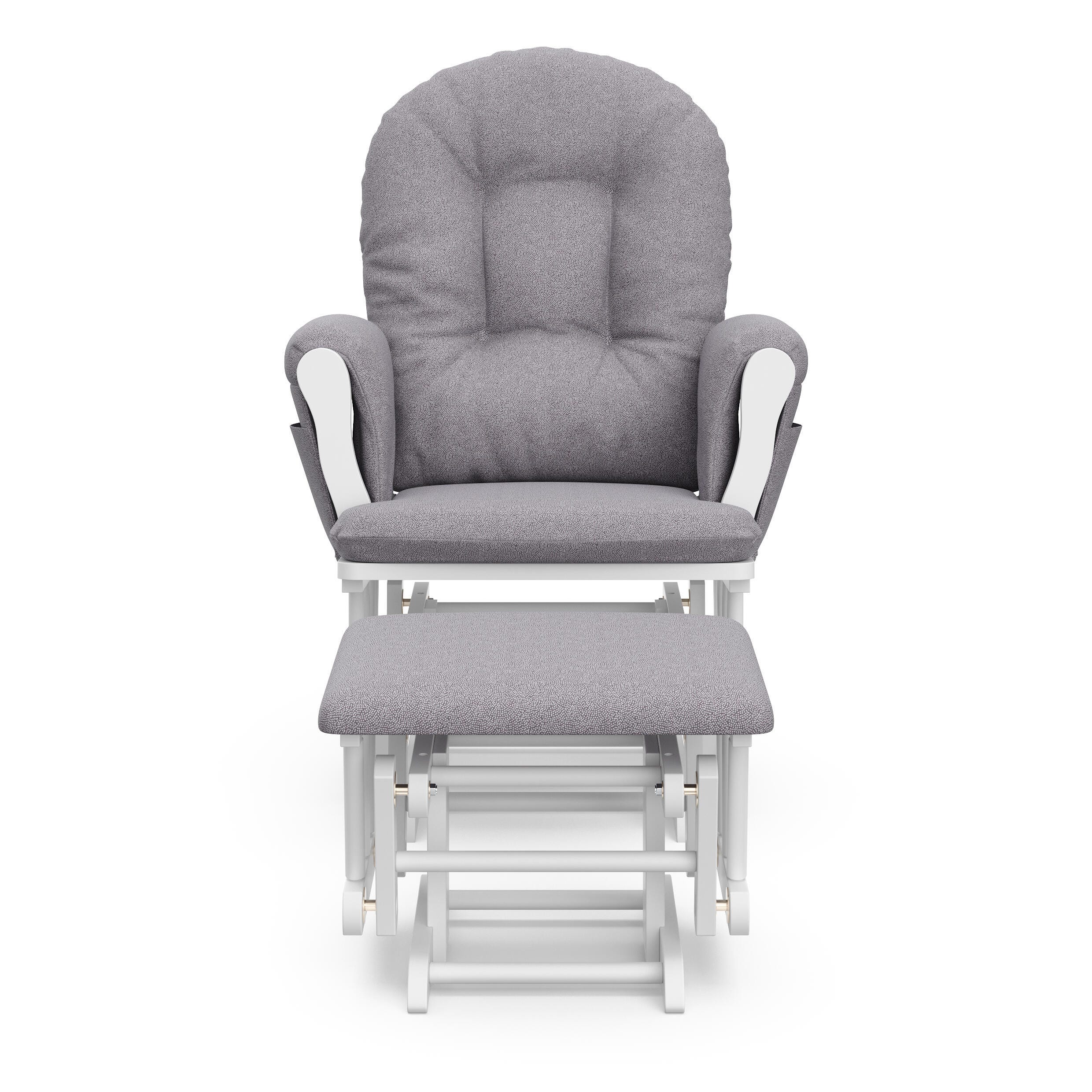 Storkcraft Hoop Glider and Ottoman, White/Gray Swirl, large