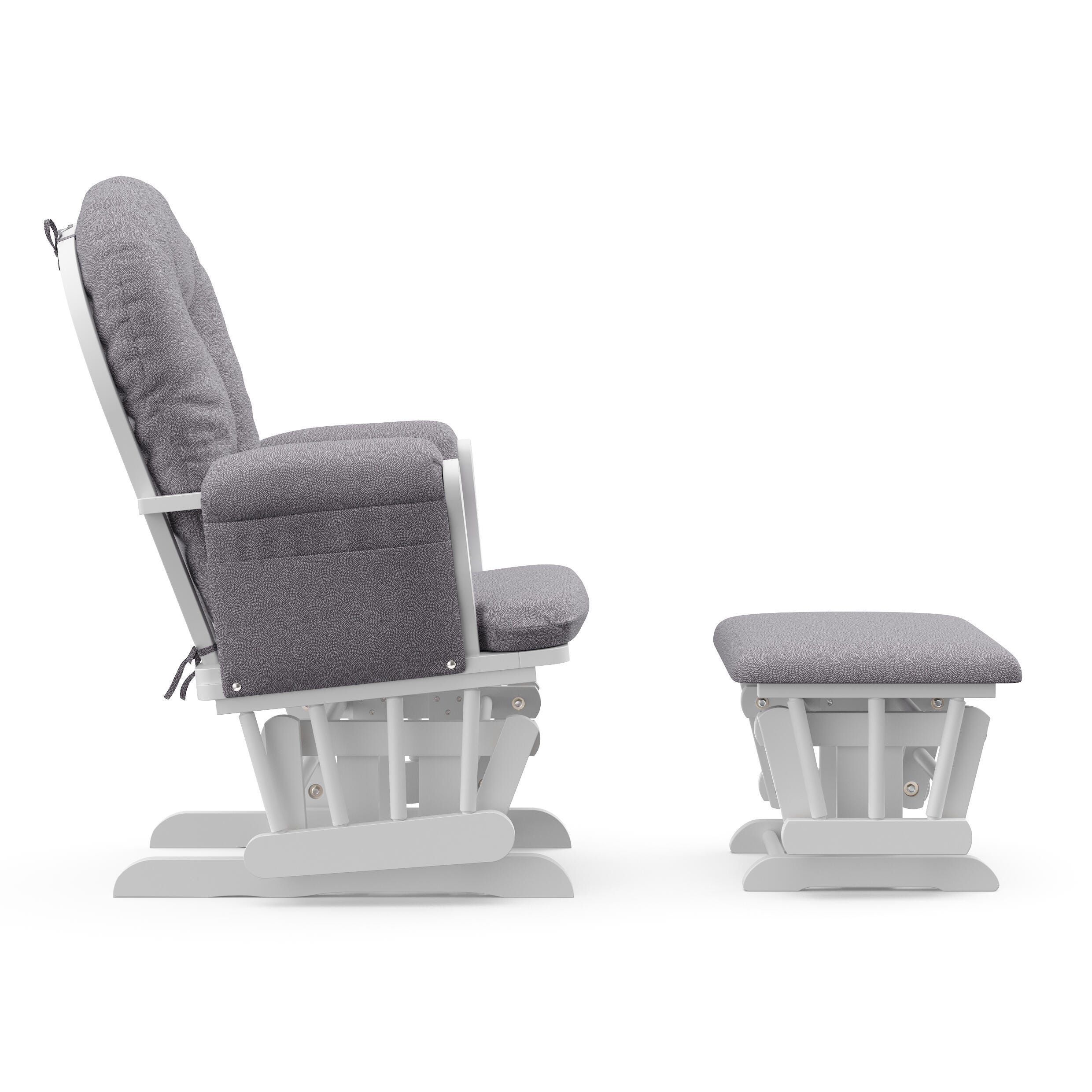 Storkcraft Hoop Glider and Ottoman, White/Gray Swirl, large