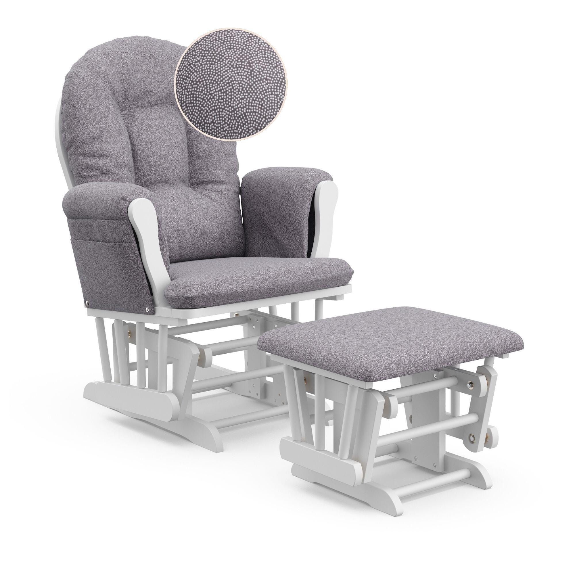 Storkcraft Hoop Glider and Ottoman, White/Gray Swirl, large