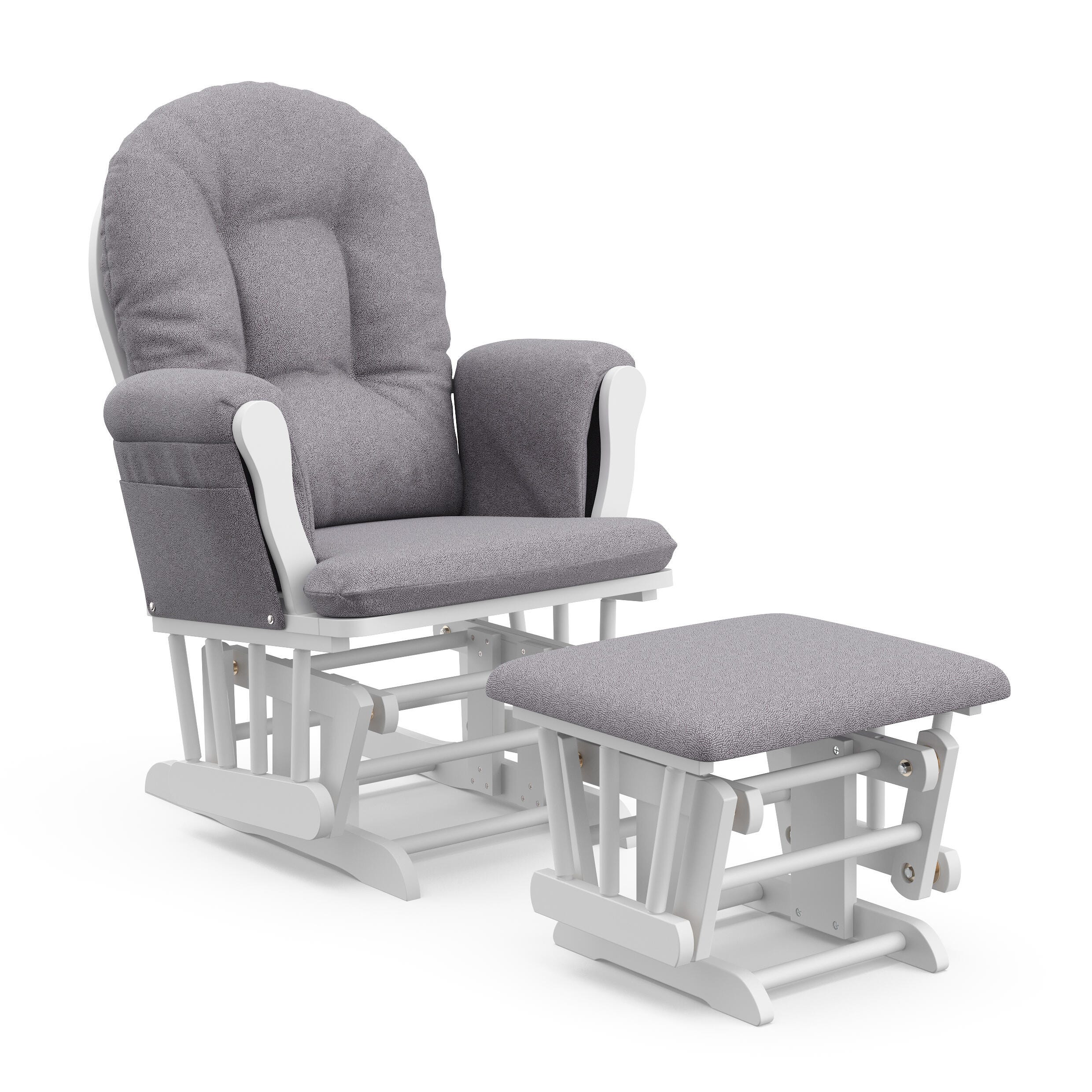 Storkcraft Hoop Glider and Ottoman, White/Gray Swirl, large