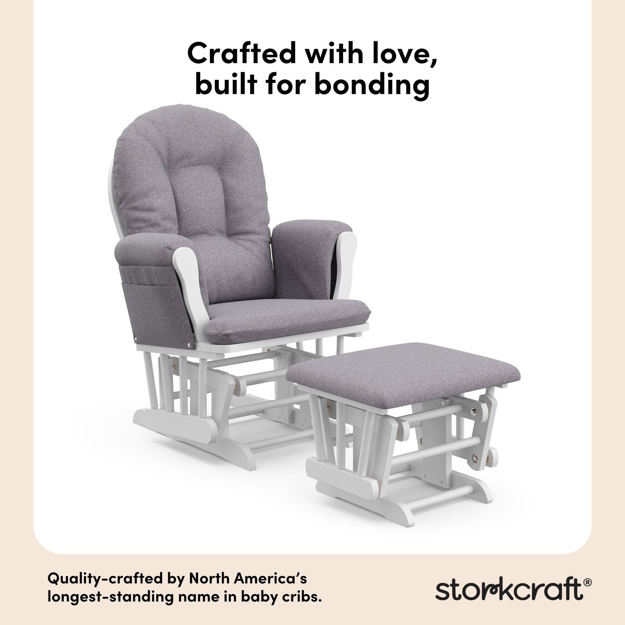 Storkcraft Hoop Glider and Ottoman, White/Gray Swirl, large