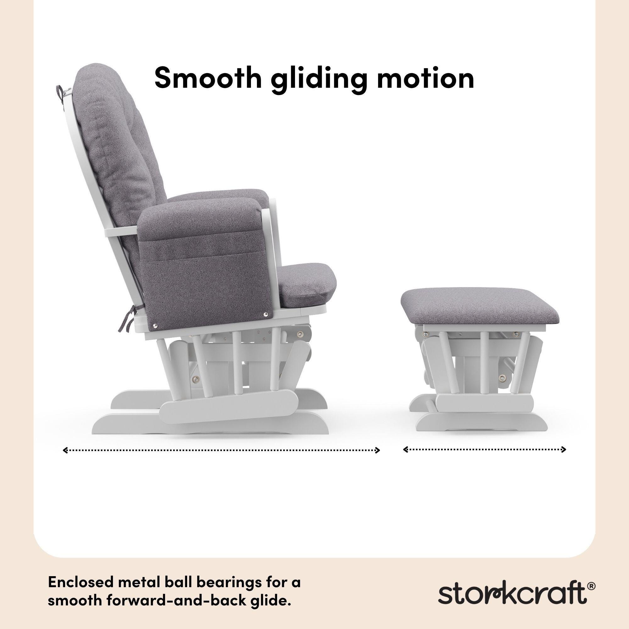 Storkcraft Hoop Glider and Ottoman, White/Gray Swirl, large