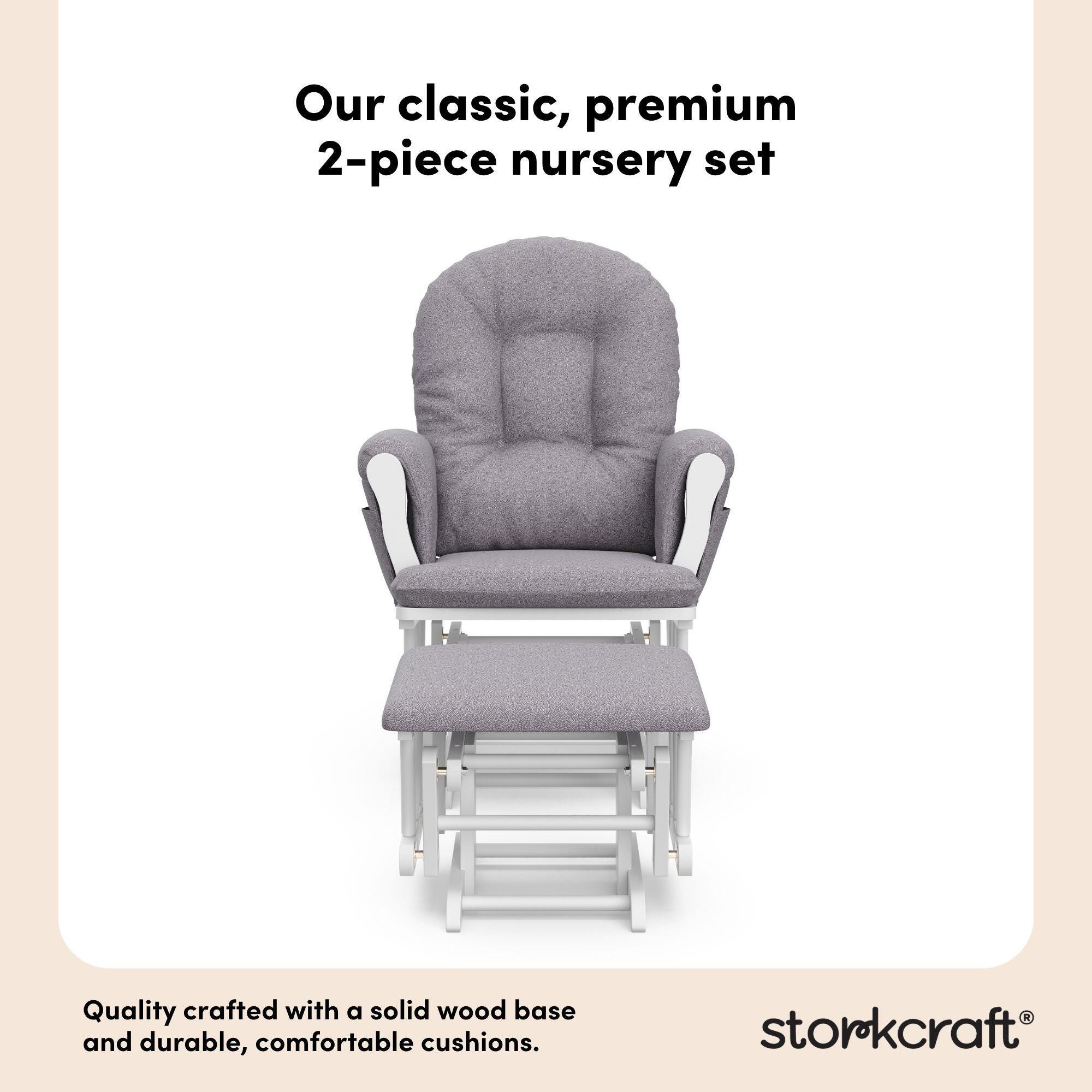 Storkcraft Hoop Glider and Ottoman, White/Gray Swirl, large