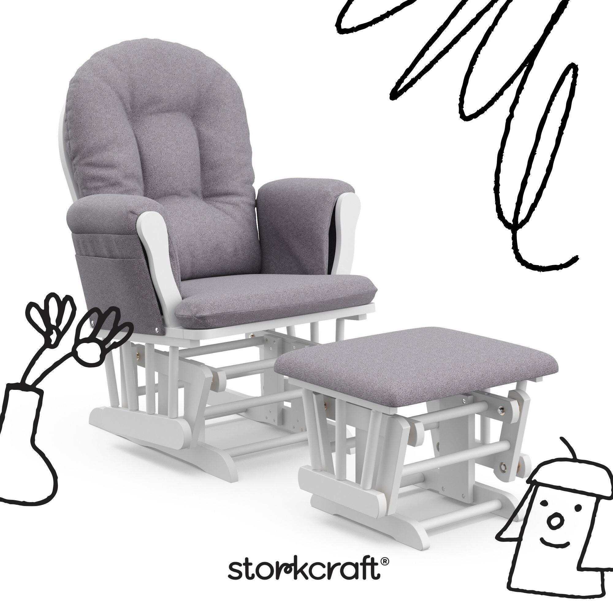 Storkcraft Hoop Glider and Ottoman, White/Gray Swirl, large