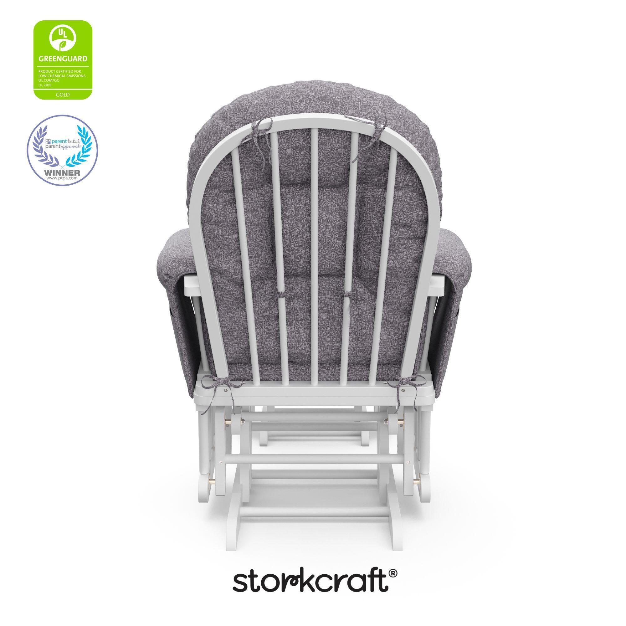 Storkcraft Hoop Glider and Ottoman, White/Gray Swirl, large