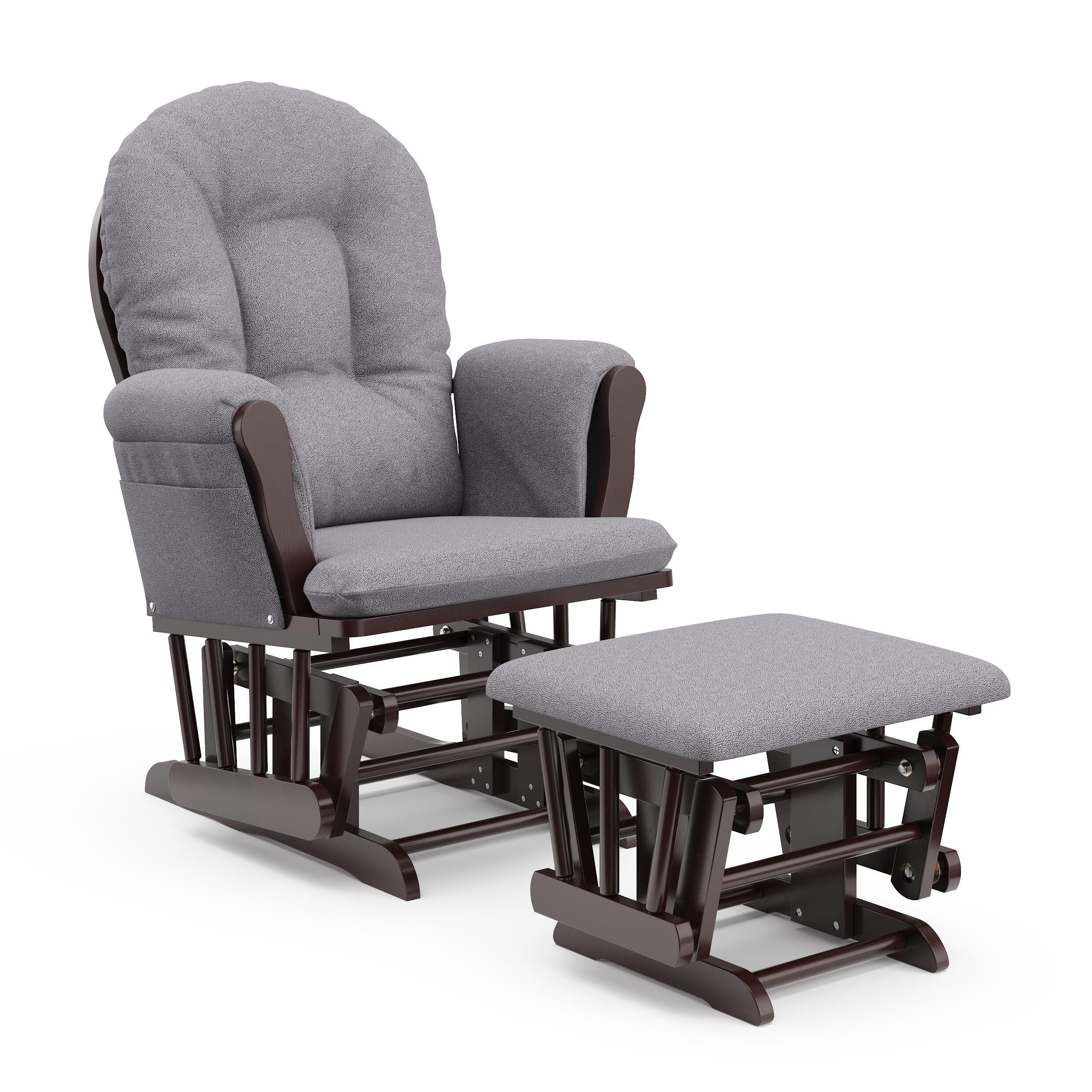 Storkcraft Hoop Glider and Ottoman, Espresso/Gray Swirl, large