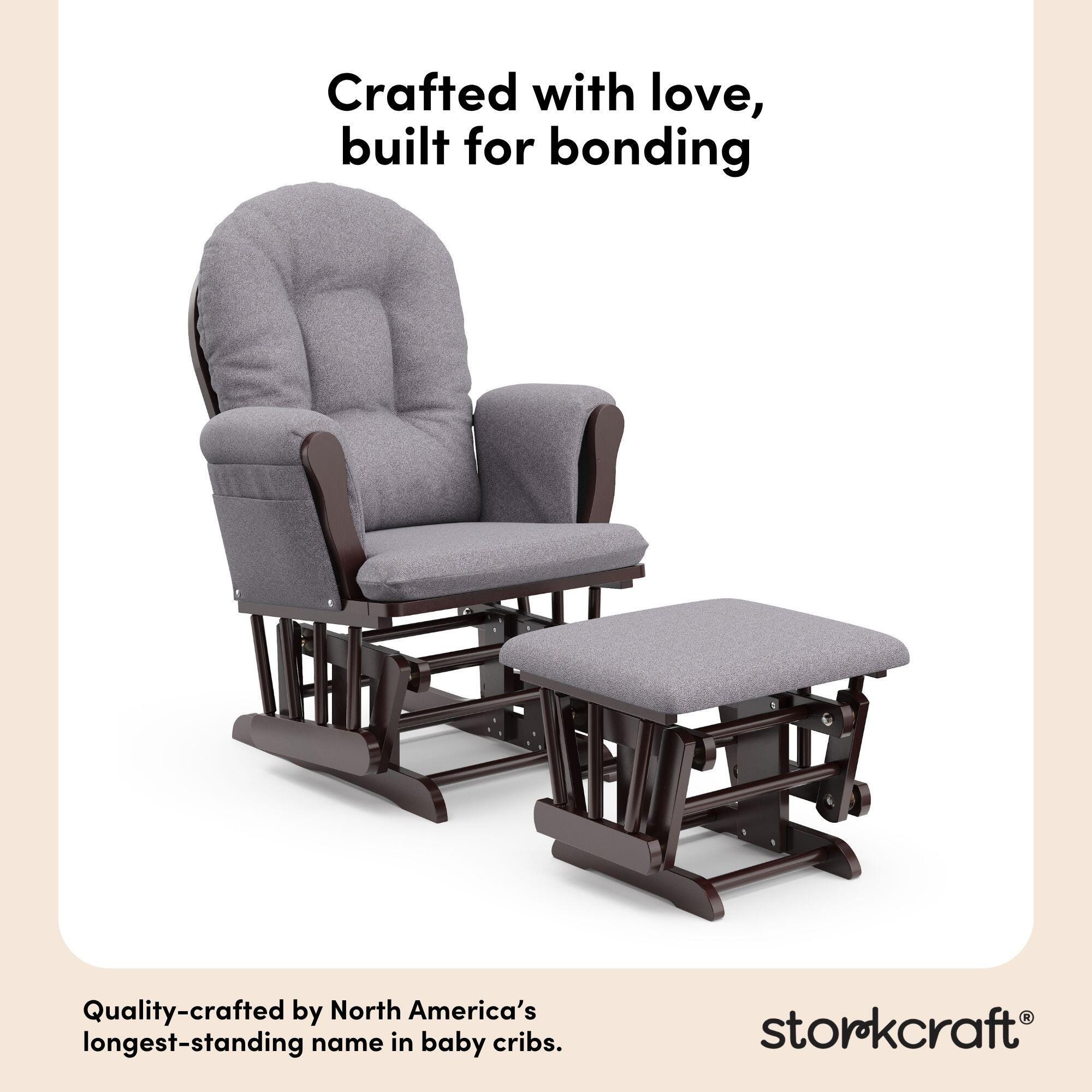 Storkcraft Hoop Glider and Ottoman, Espresso/Gray Swirl, large