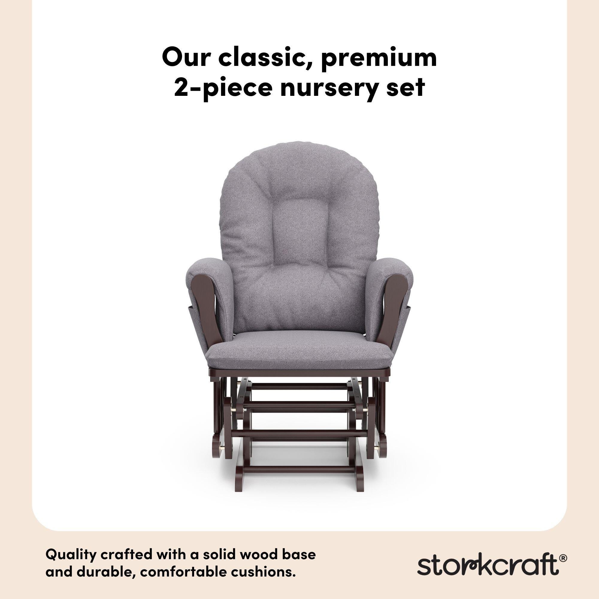 Storkcraft Hoop Glider and Ottoman, Espresso/Gray Swirl, large