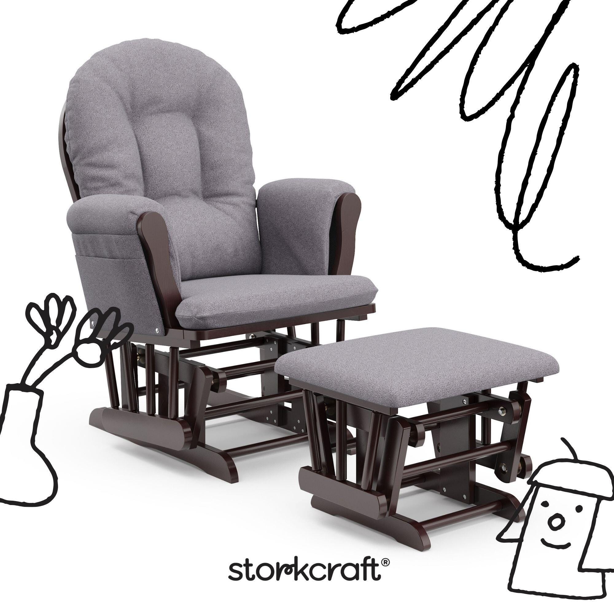 Storkcraft Hoop Glider and Ottoman, Espresso/Gray Swirl, large