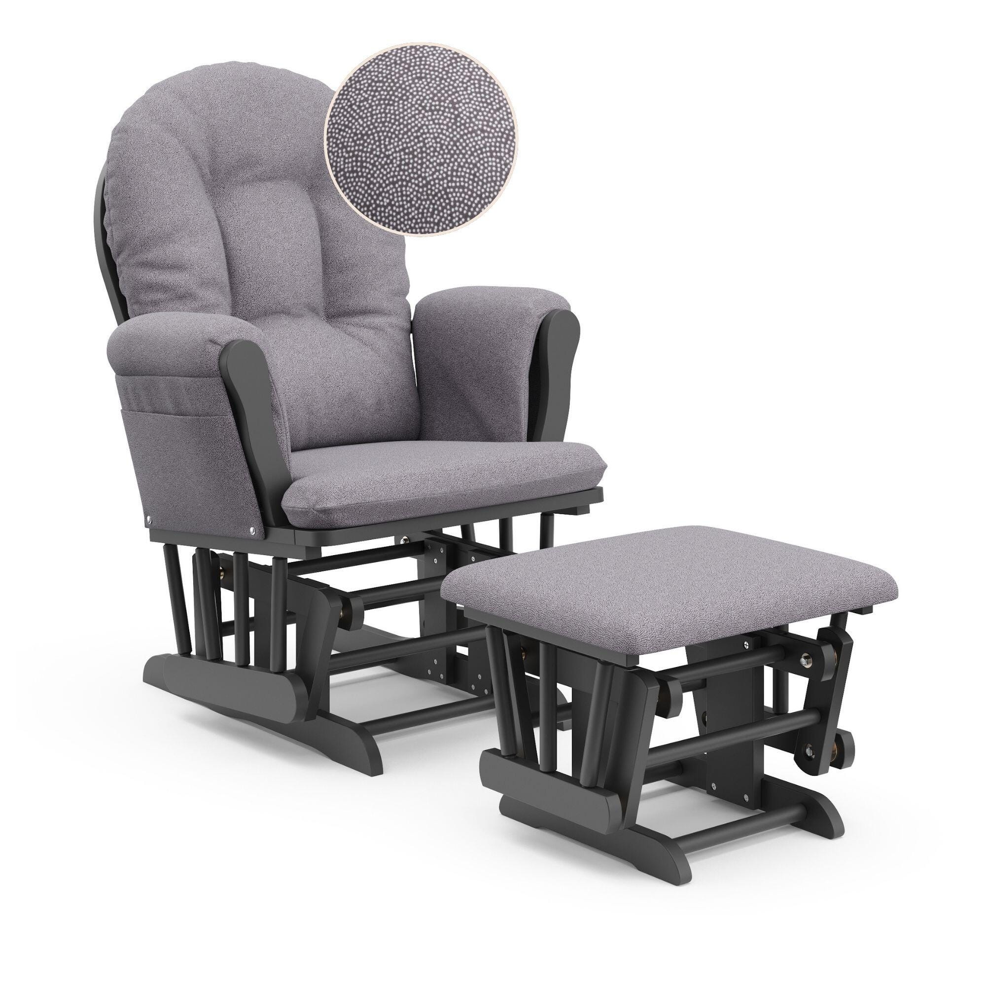 Storkcraft Hoop Glider and Ottoman, Gray/Gray Swirl, large
